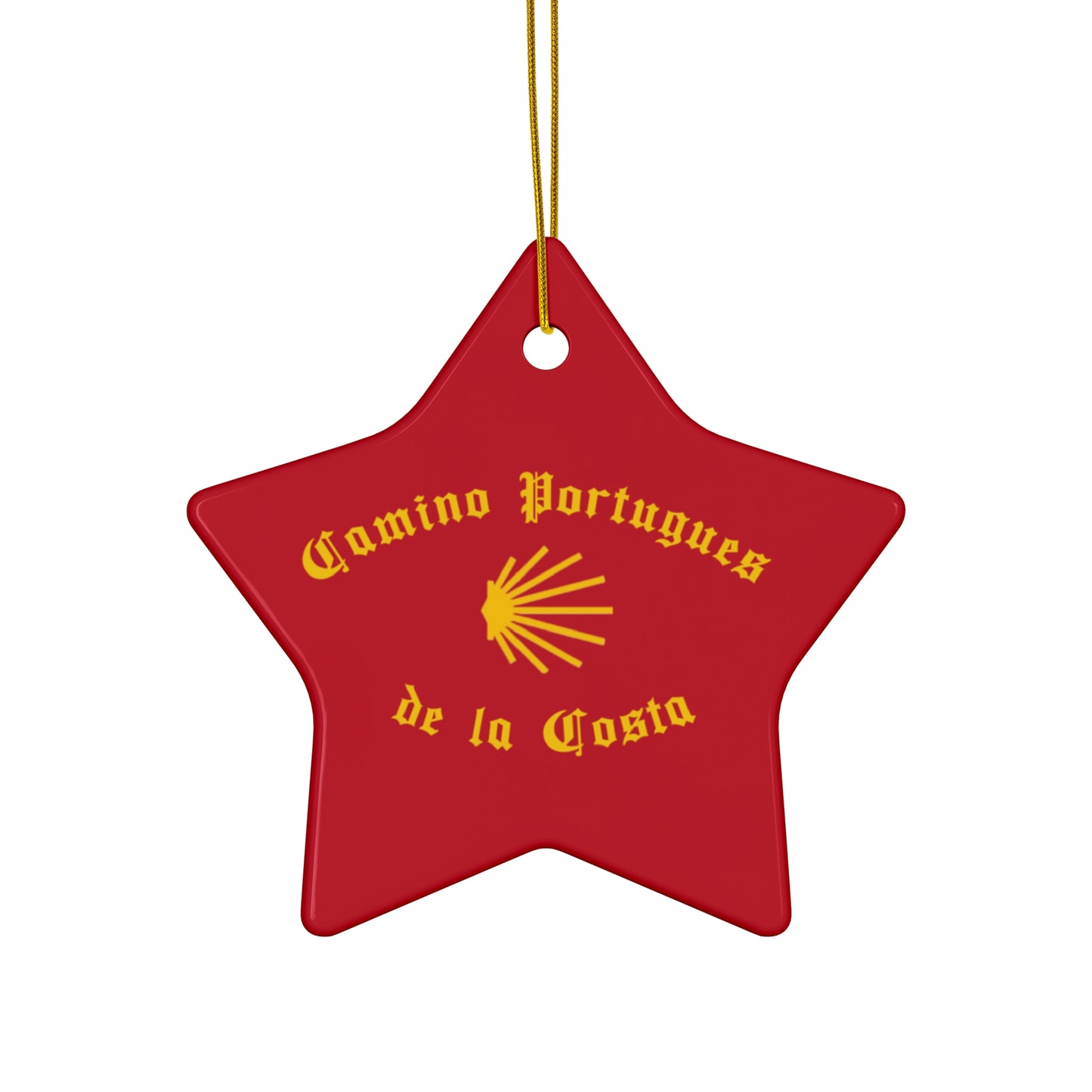 Camino Portugues Holiday Ornament, Star Ceramic Decoration, Personalized Gift, Christmas Keepsake, Travel Souvenir