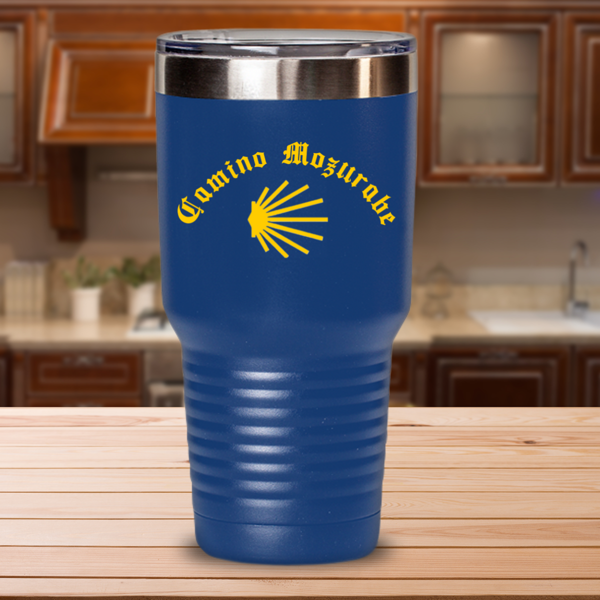 Camino de Santiago Mozarabe Tumbler with Lid Seashell, 20 or 30 oz.