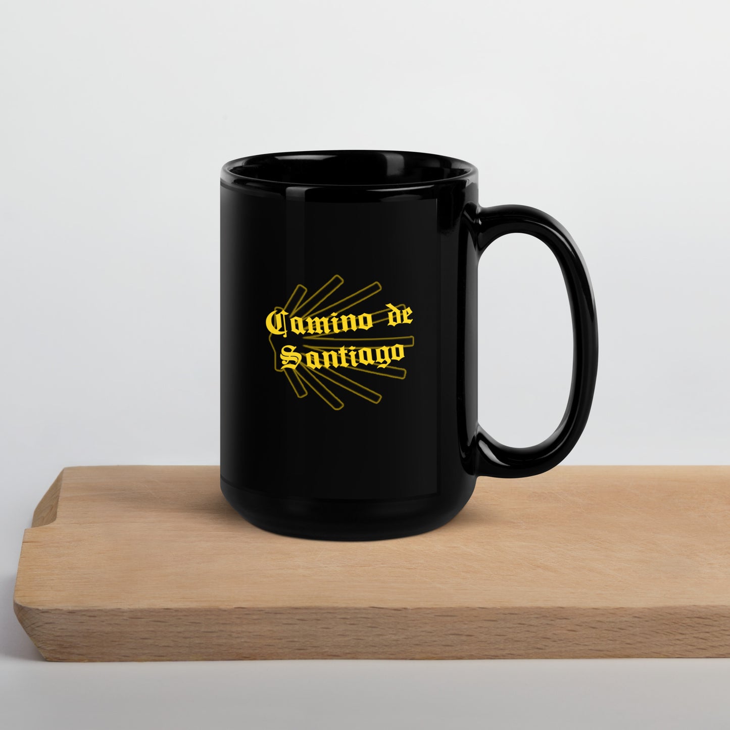 Camino de Santiago, Gift for Peregrino, Black Glossy Mug, de Compostela