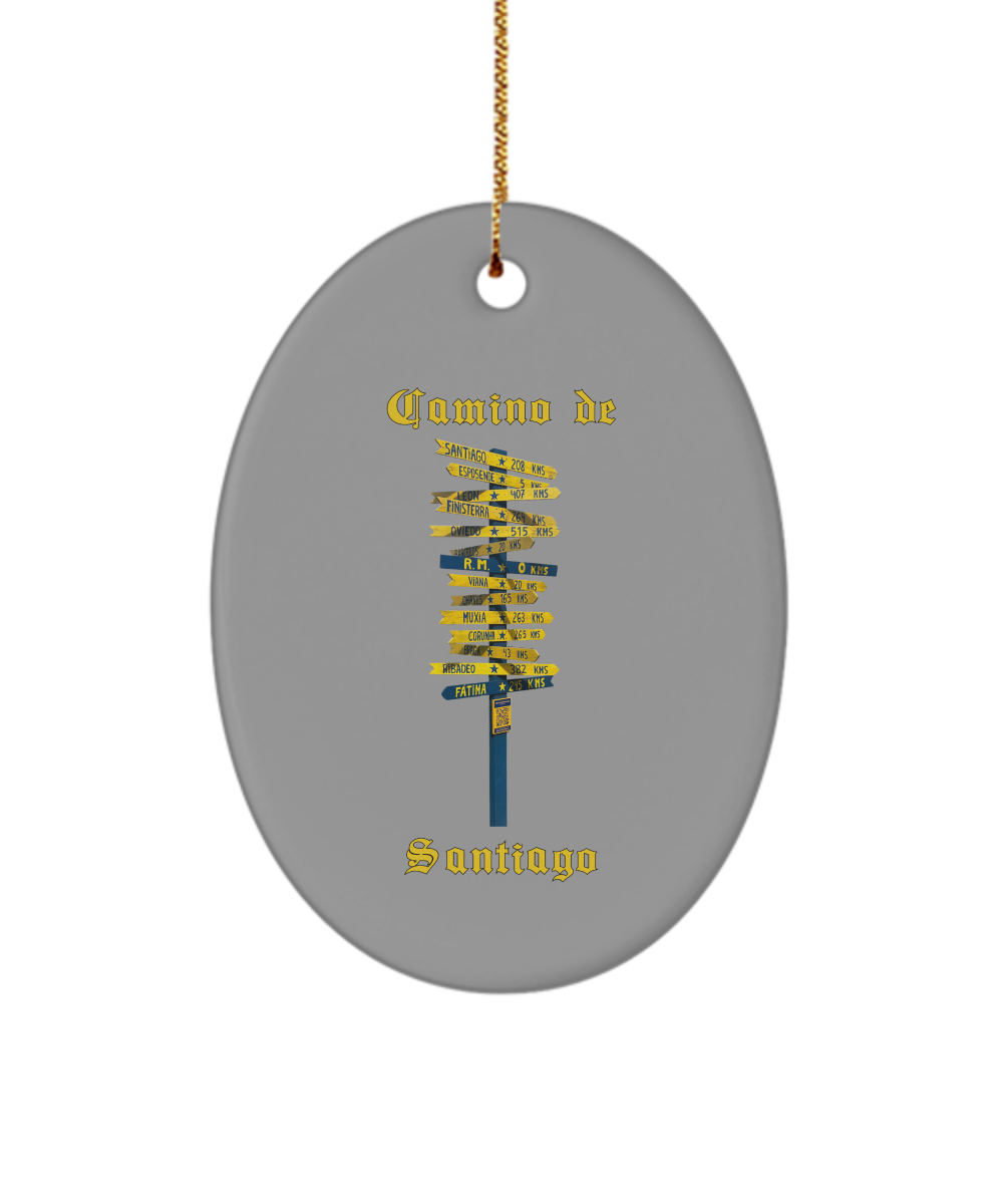 Camino de Santiago Signpost Ornament, Buen Camino España Keepsake Ceramic Ornaments