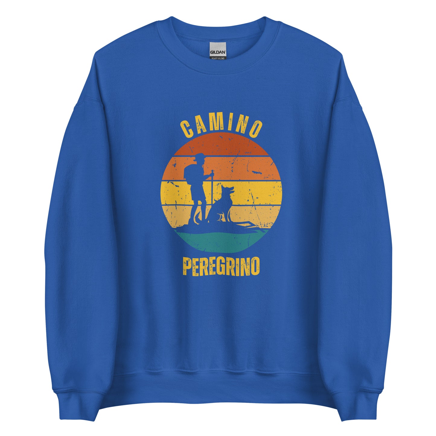 Camino Peregrino Sweatshirt, Camino de Santiago Pilgrim Keepsake, Solo Hiker with Dog, Unisex