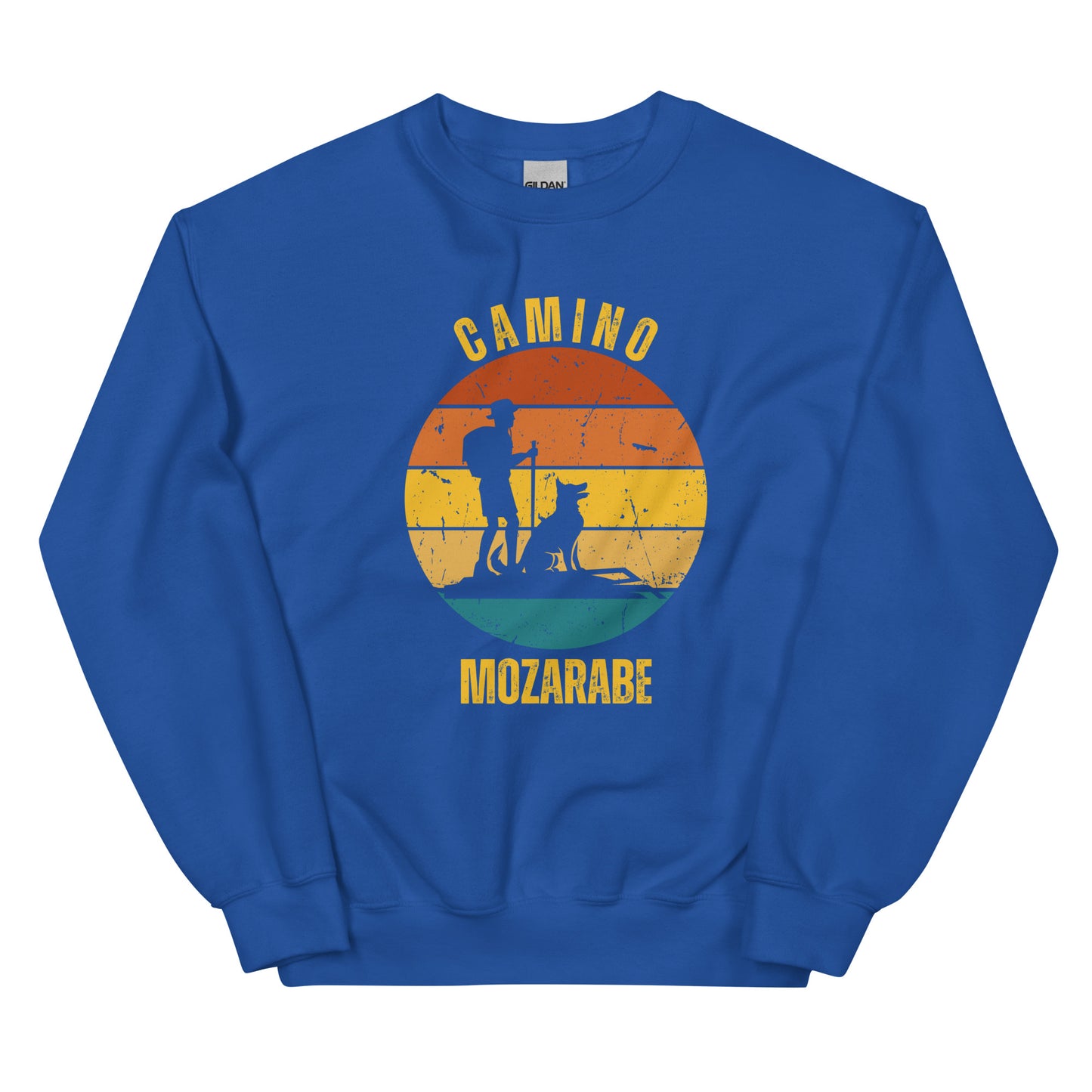 Camino Mozarabe Sweatshirt, Camino de Santiago Spain Keepsake, Solo Hiker with Dog, Unisex