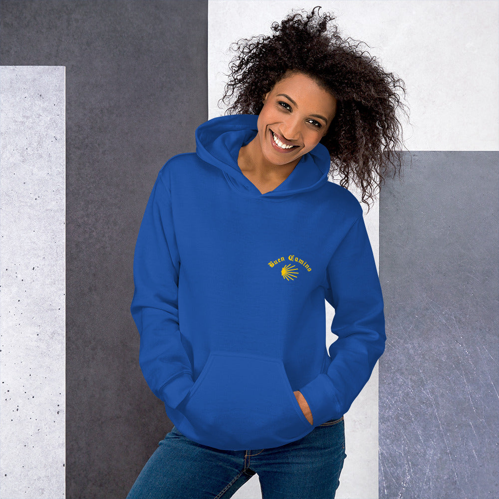 Royal Blue Camino de Santiago Female Hoodie Front Logo seashell Buen