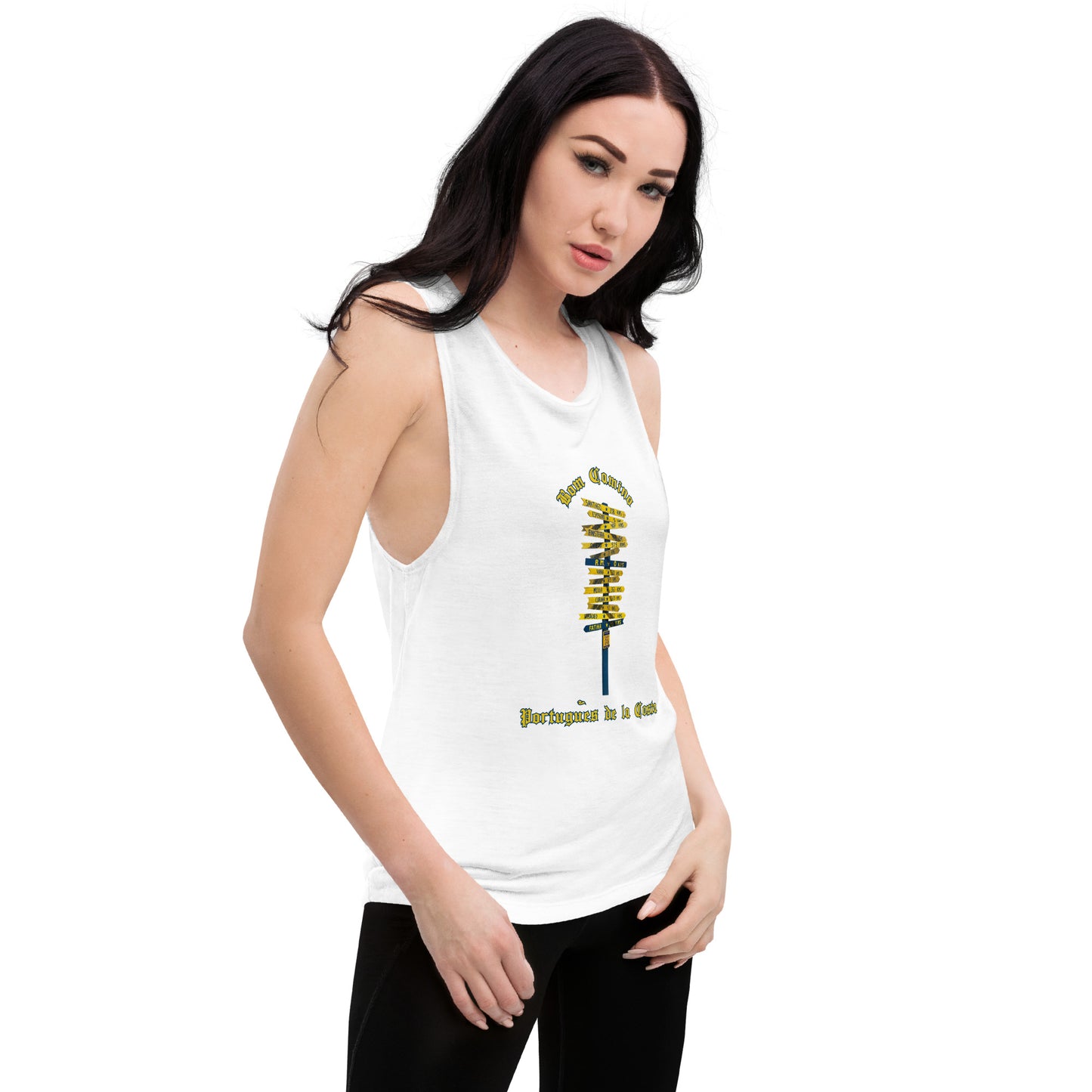 Camino de Santiago Portugues de la Costa Ladies’ Muscle Tank White front
