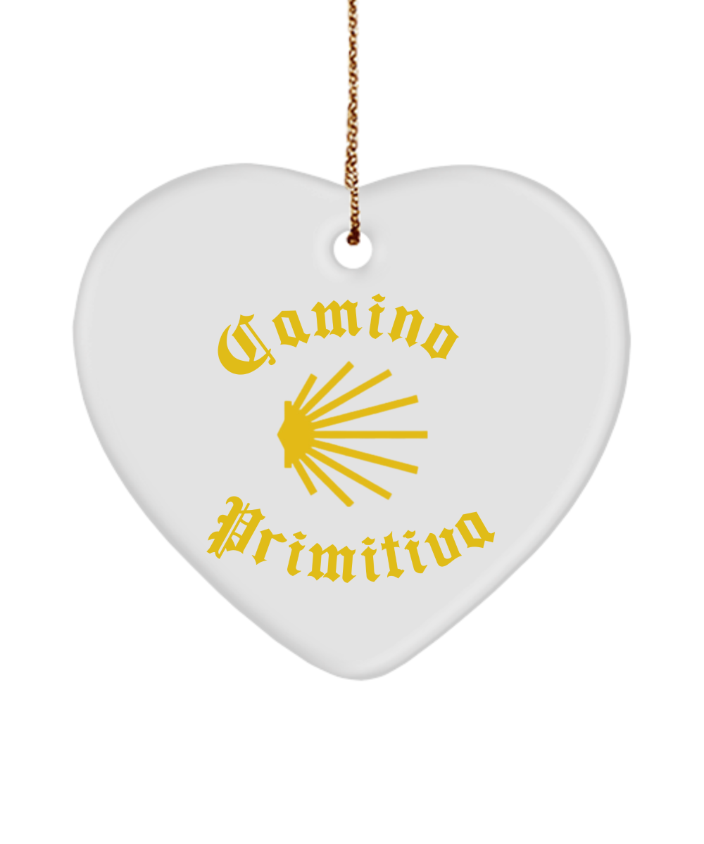 Camino de Santiago Christmas Ornament Seashell Primitiva Ceramic, 3" Circle, Star, Oval