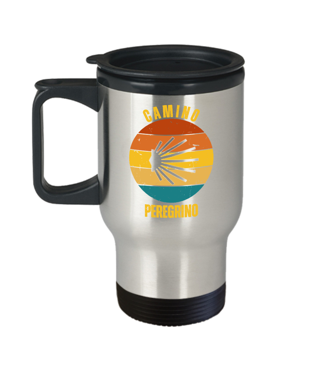 Camino de Santiago Travel Mug Peregrino with Clamshell