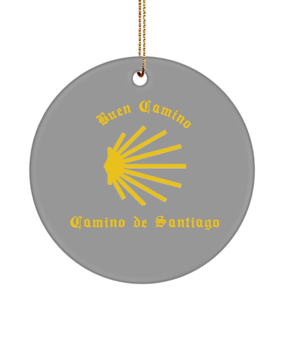 Buen Camino Christmas Ornament with Shell Camino de Santiago - Grey