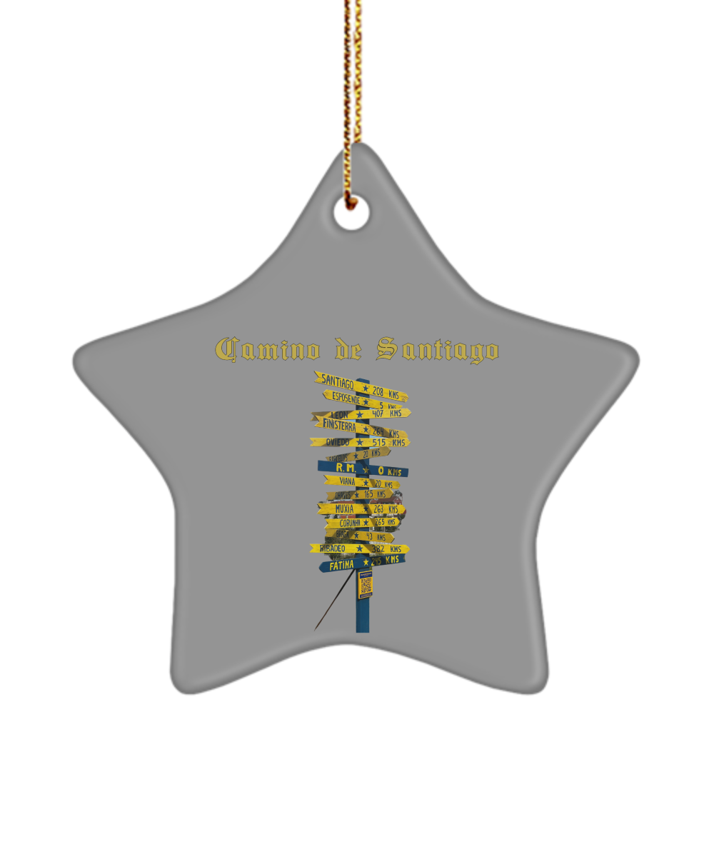 Camino de Santiago Christmas Ornament Sign Post Grey