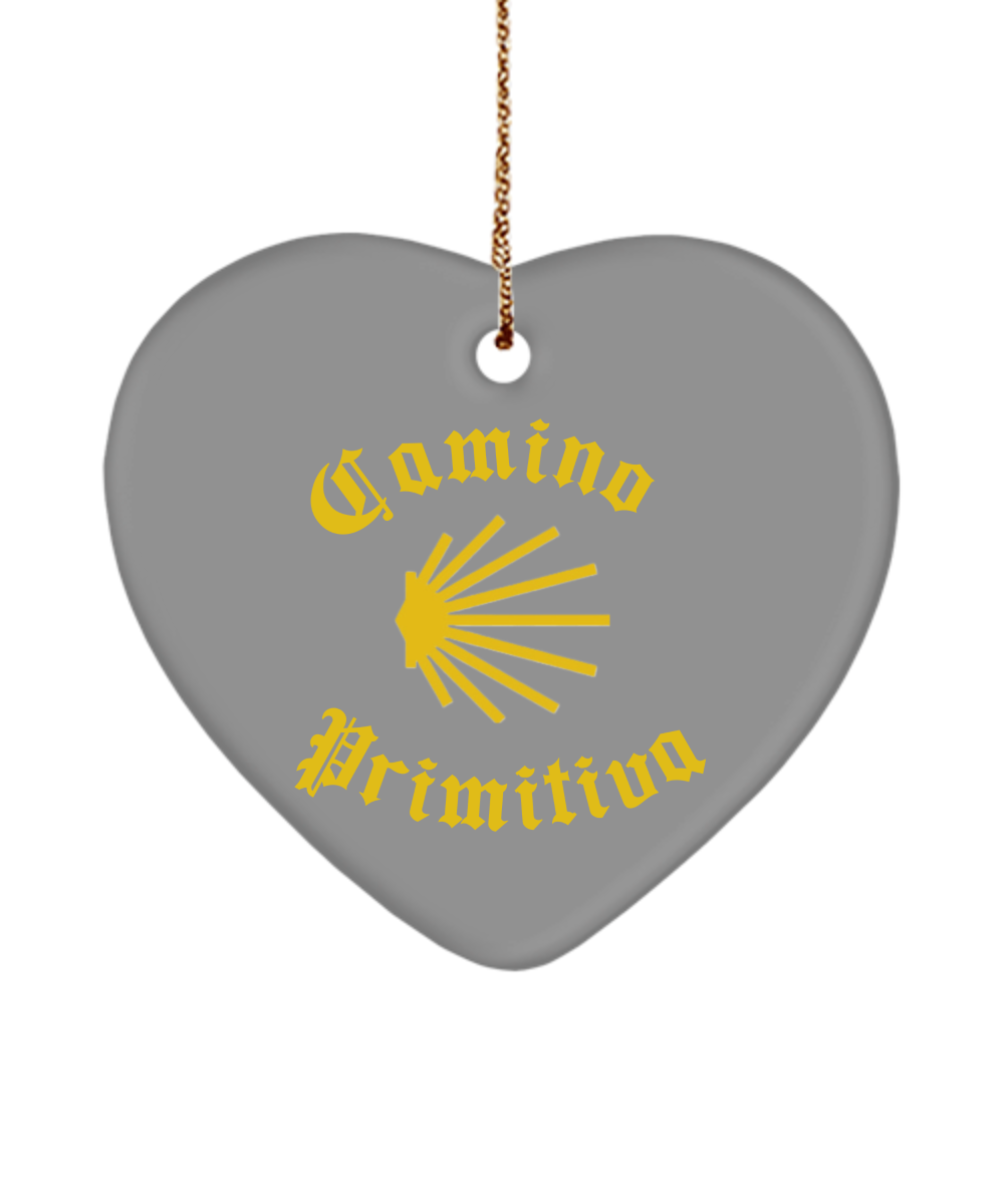 Camino de Santiago Christmas Ornament Seashell Primitiva Ceramic, 3" Circle, Star, Oval