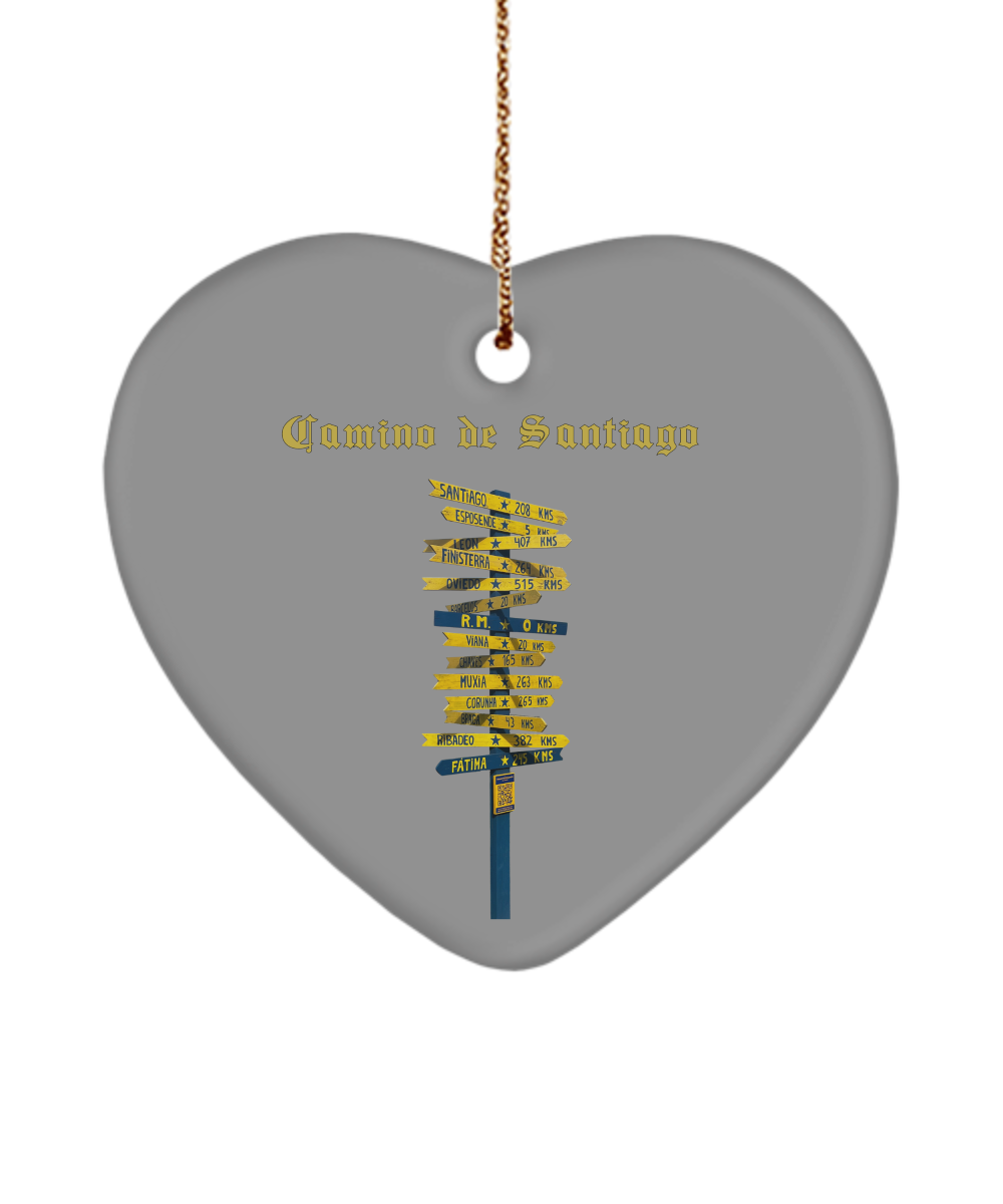 Camino de Santiago Christmas Ornament Signpost 3" Ceramic Keepsake