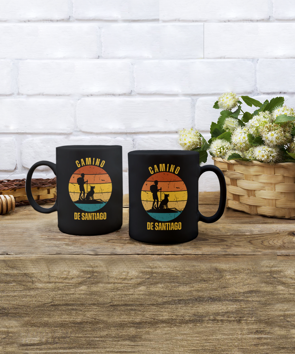 Camino de Santiago Gift Mug with dog Black
