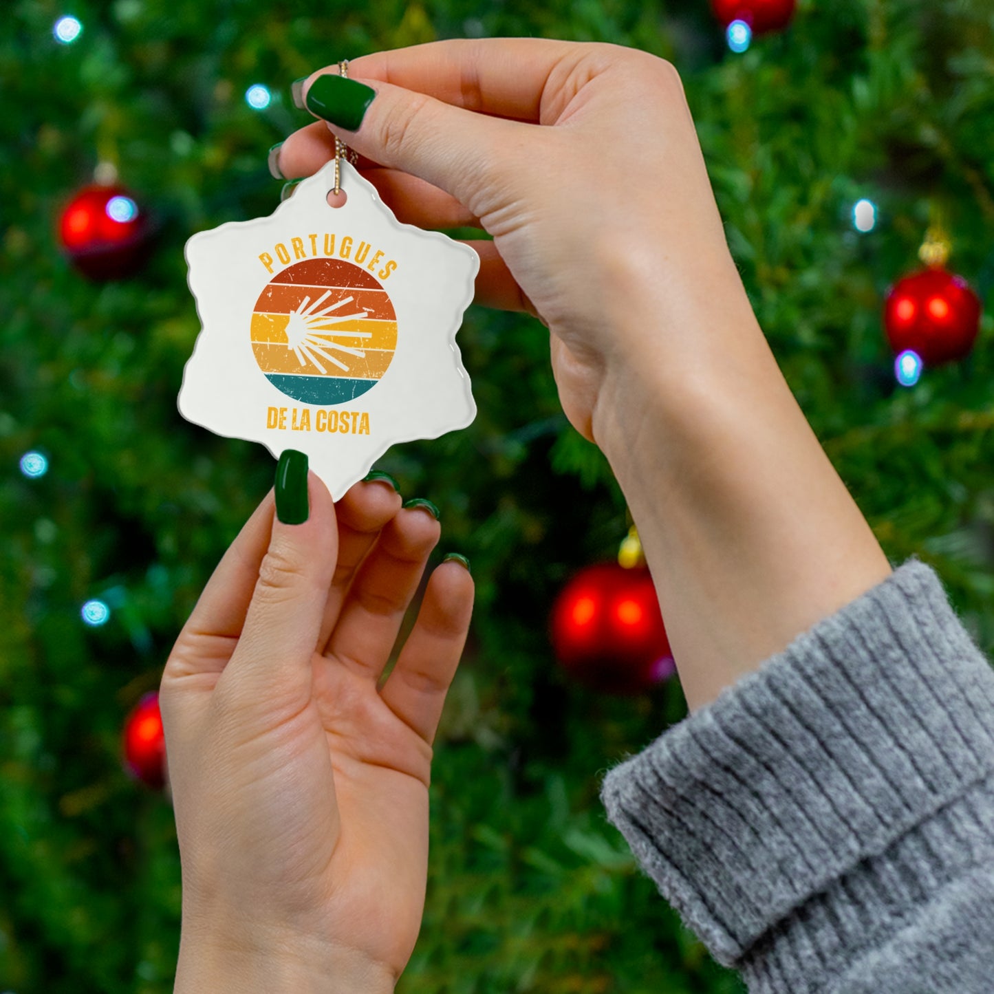 Camino de la Costa Christmas Ornament Seashell, Camino de Santiago, 3" Ceramic
