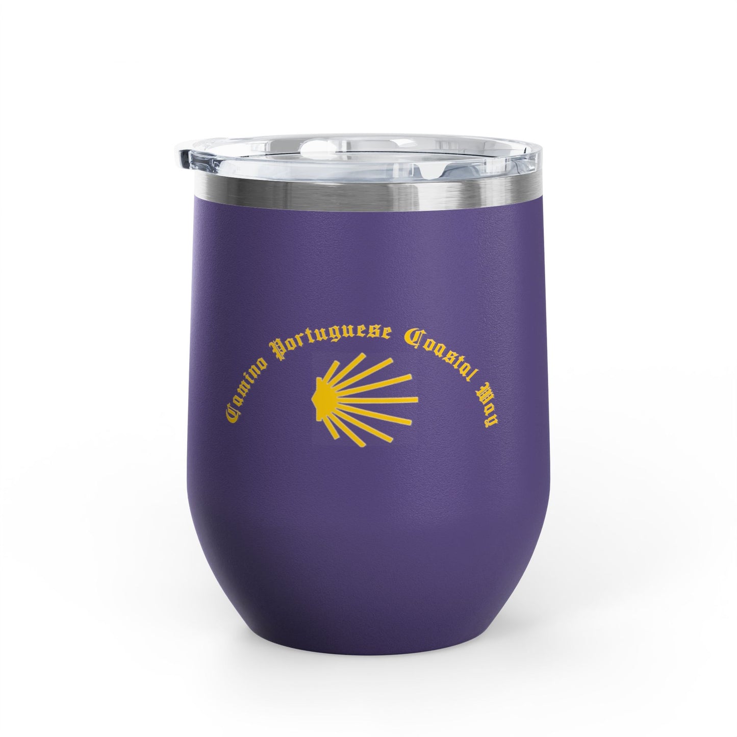Camino Portuguese Coastal 12oz Wine Tumbler, Peregrino Cup for Pilgrims, Travelers, Wine Lovers, Lidded 12 oz.