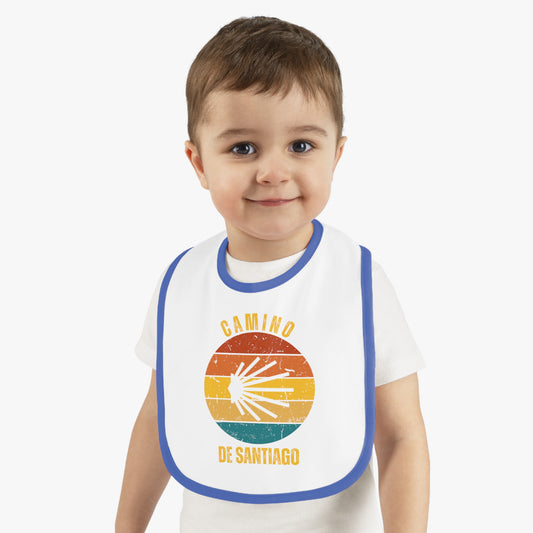 Camino de Santiago Baby Contrast Trim Jersey Bib, Gift for Peregrino Child