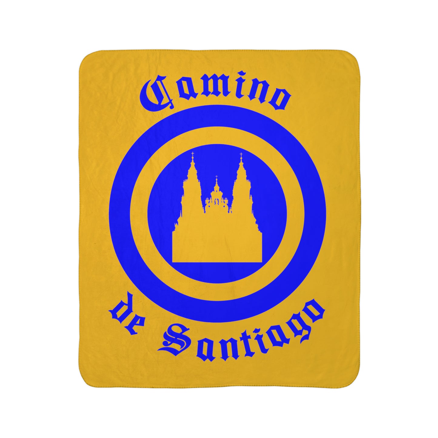 Santiago de Compostela Fleece Sherpa Blanket, Gifts for Camino de Santiago, St. James Blue