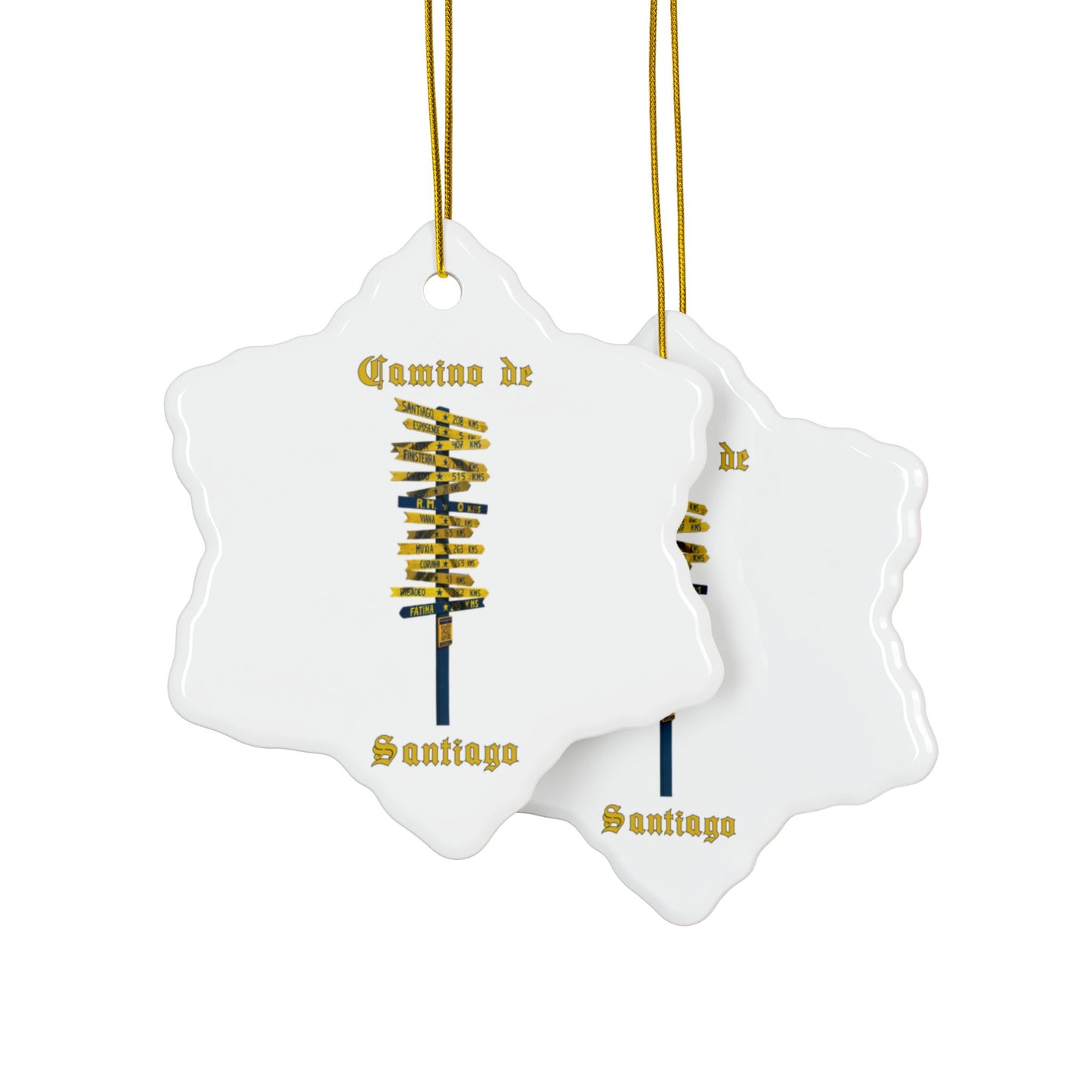 Camino de Santiago Ceramic Ornament – Pilgrim Signpost Holiday Keepsake