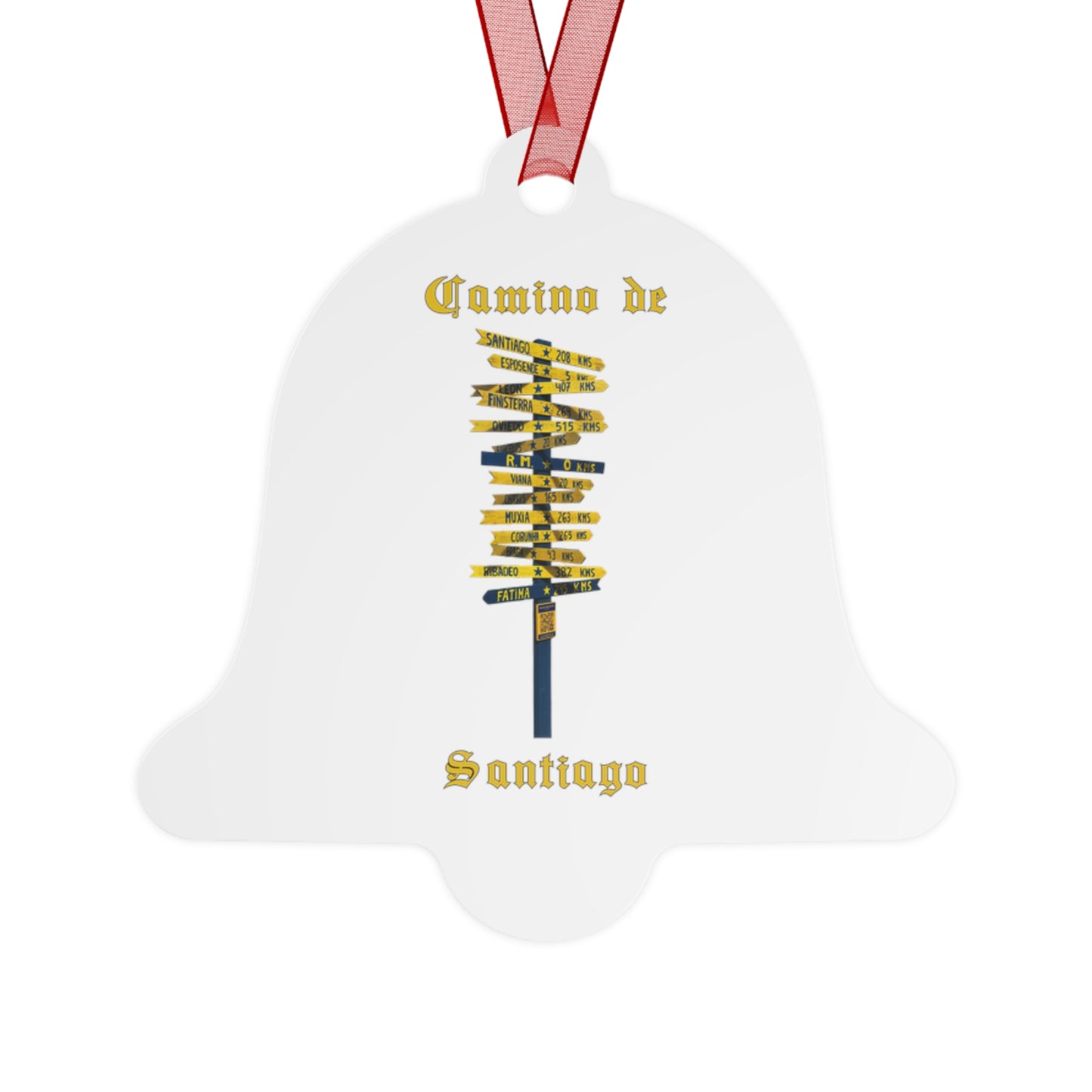 Camino de Santiago Signpost Christmas Ornament, Buen Camino España Keepsake Metal Ornaments