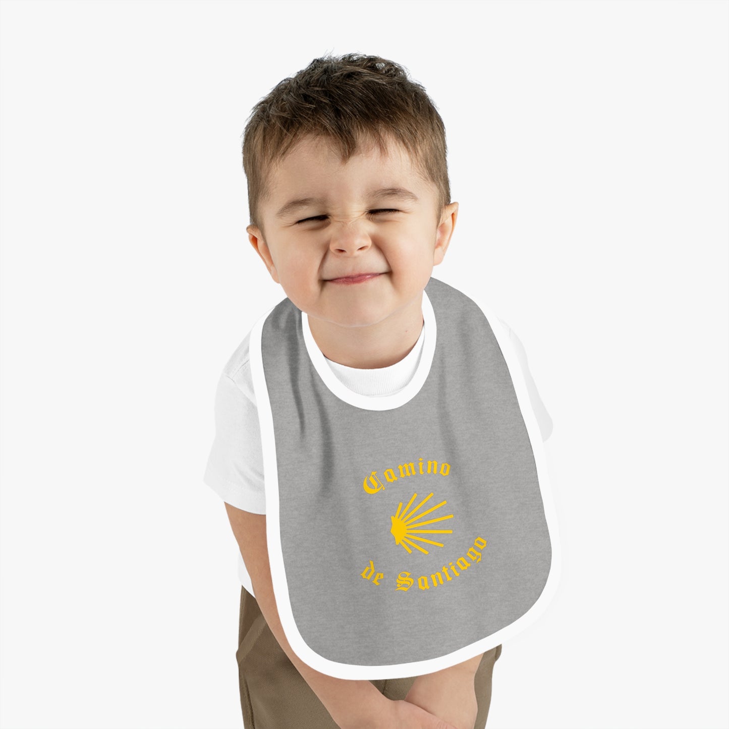 Camino de Santiago Baby Contrast Trim Jersey Bib Buen Camino with Shell