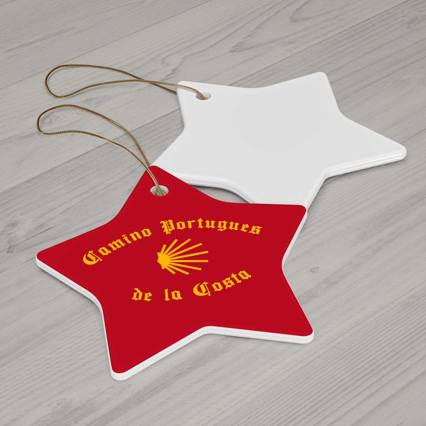 Camino Portugues Holiday Ornament, Star Ceramic Decoration, Personalized Gift, Christmas Keepsake, Travel Souvenir