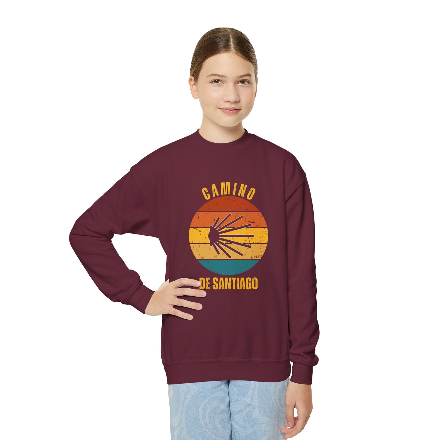 Camino de Santiago Youth Crewneck Sweatshirt, gift for Camino Child Hiker, Camino Children Clothing