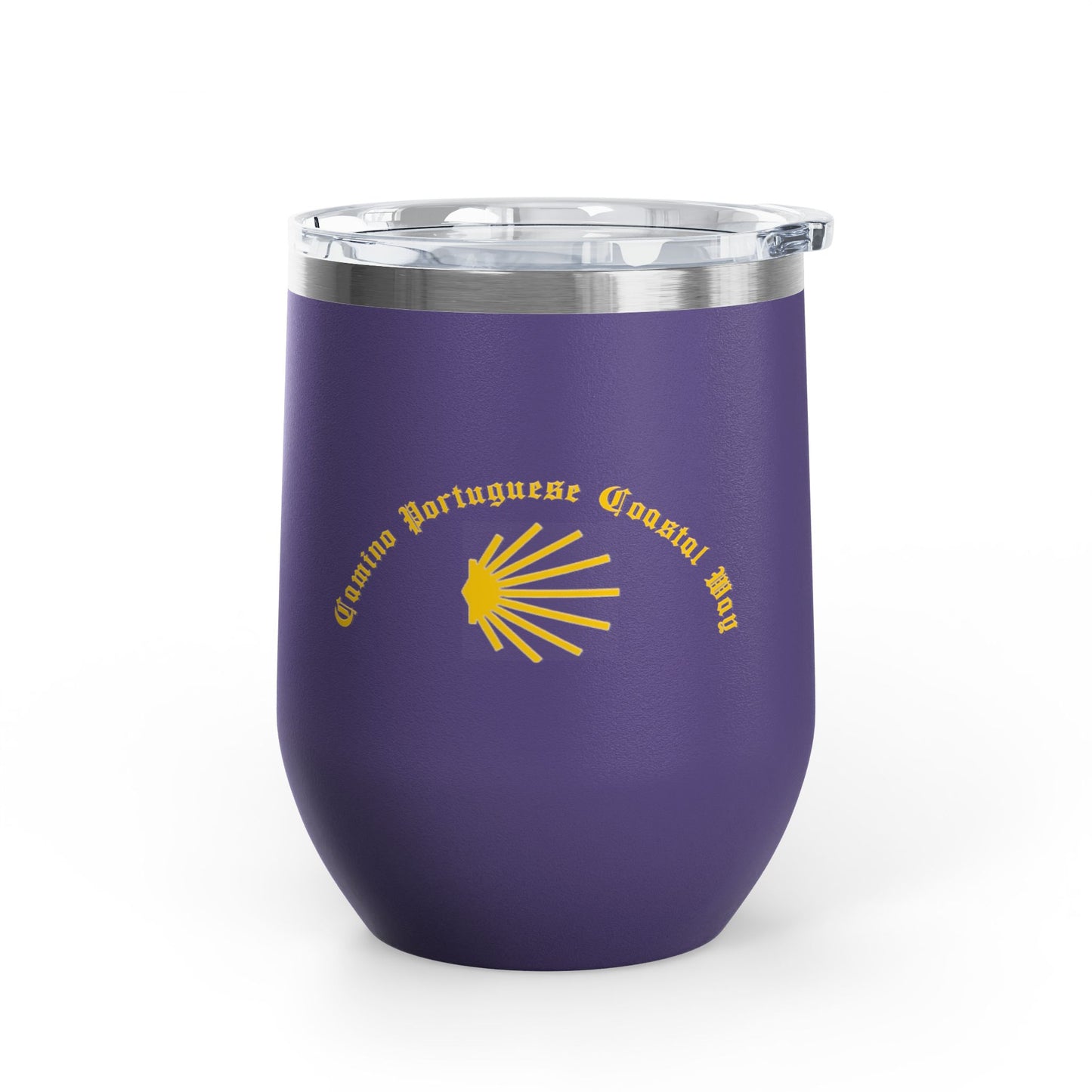 Camino Portuguese Coastal 12oz Wine Tumbler, Peregrino Cup for Pilgrims, Travelers, Wine Lovers, Lidded 12 oz.