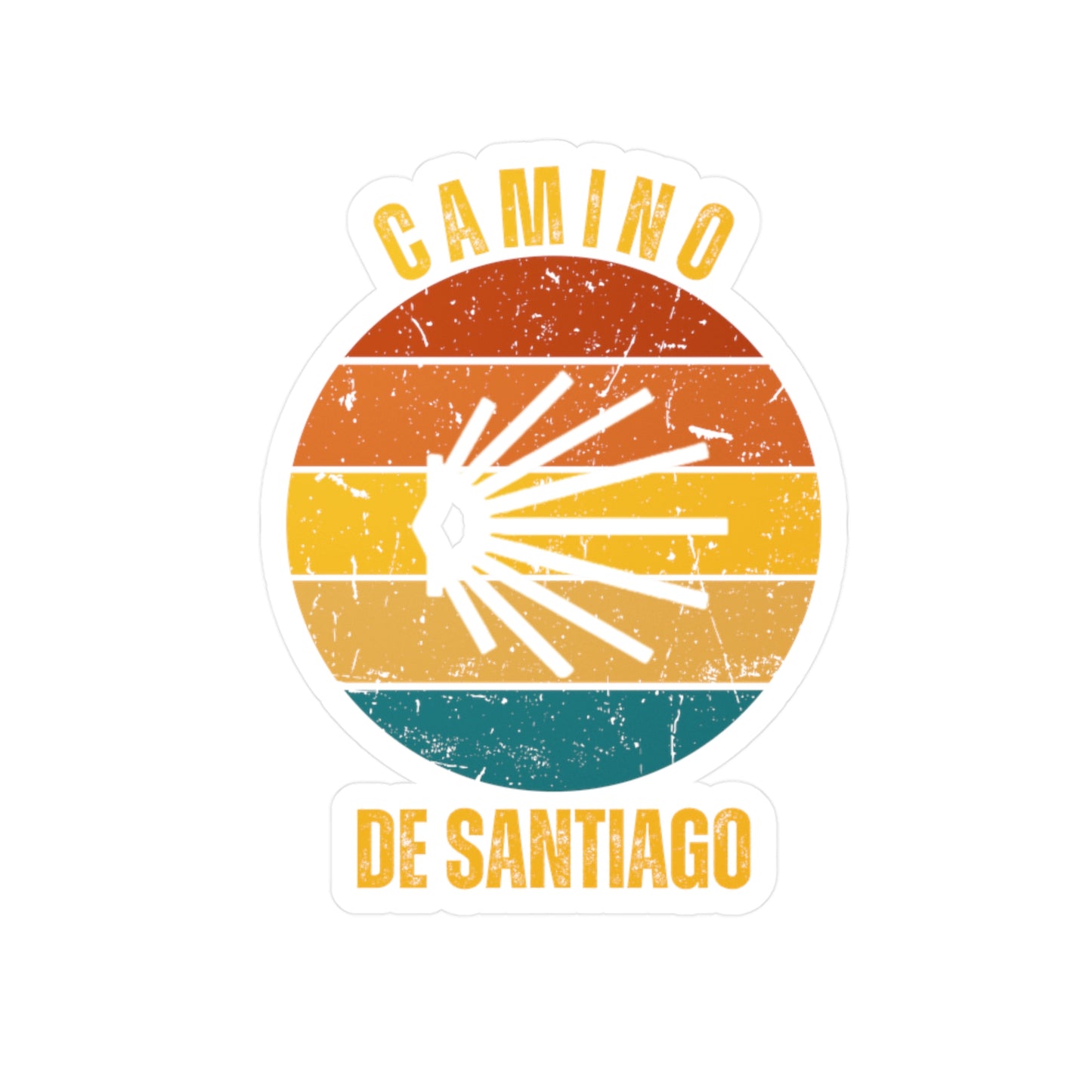 Camino de Santiago with Seashell, Kiss-Cut Vinyl Decals, Stickers