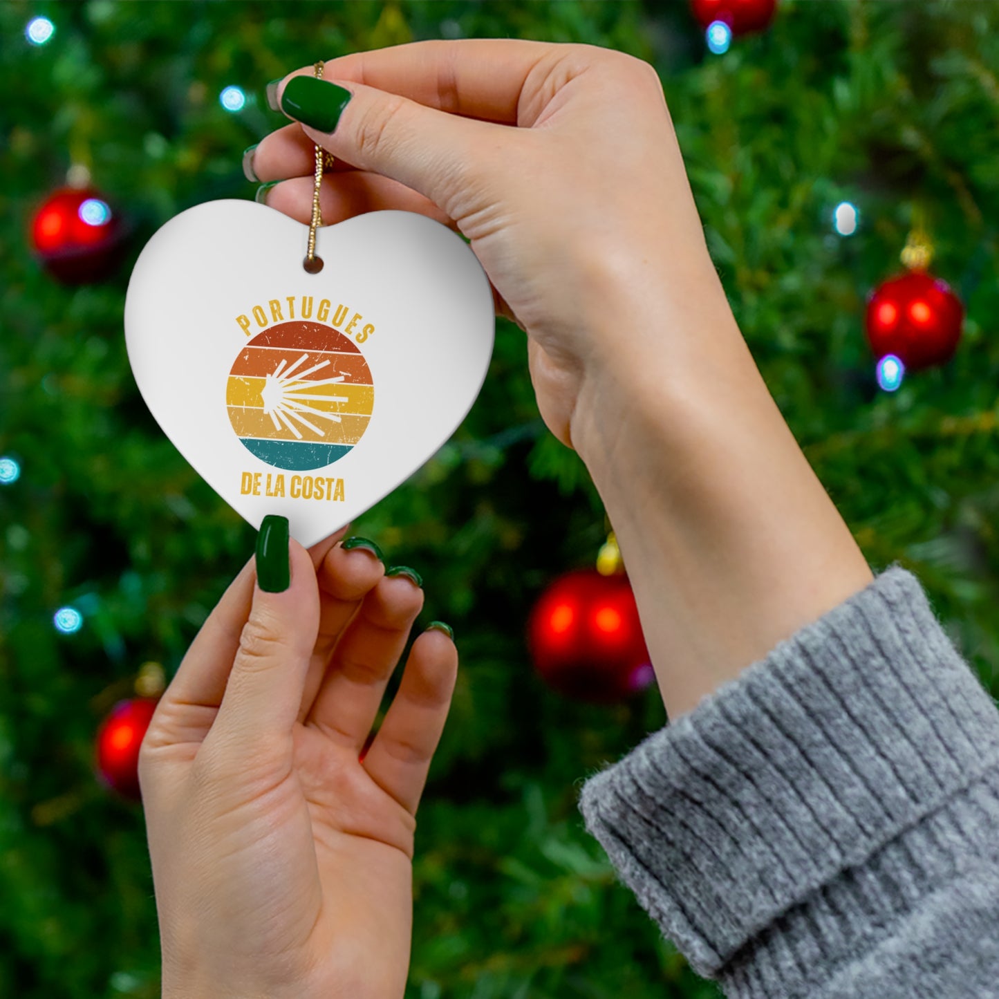 Camino de la Costa Christmas Ornament Seashell, Camino de Santiago, 3" Ceramic