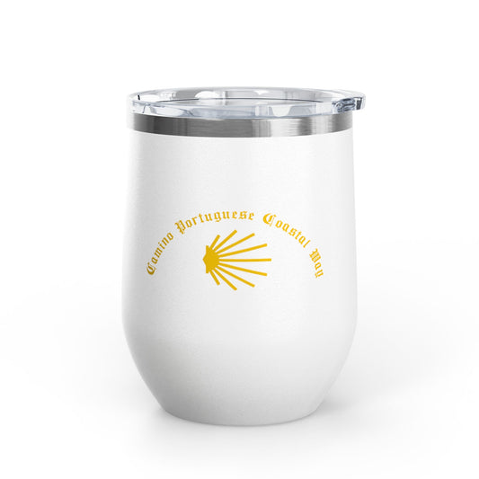 Camino Portuguese Coastal 12oz Wine Tumbler, Peregrino Cup for Pilgrims, Travelers, Wine Lovers, Lidded 12 oz.