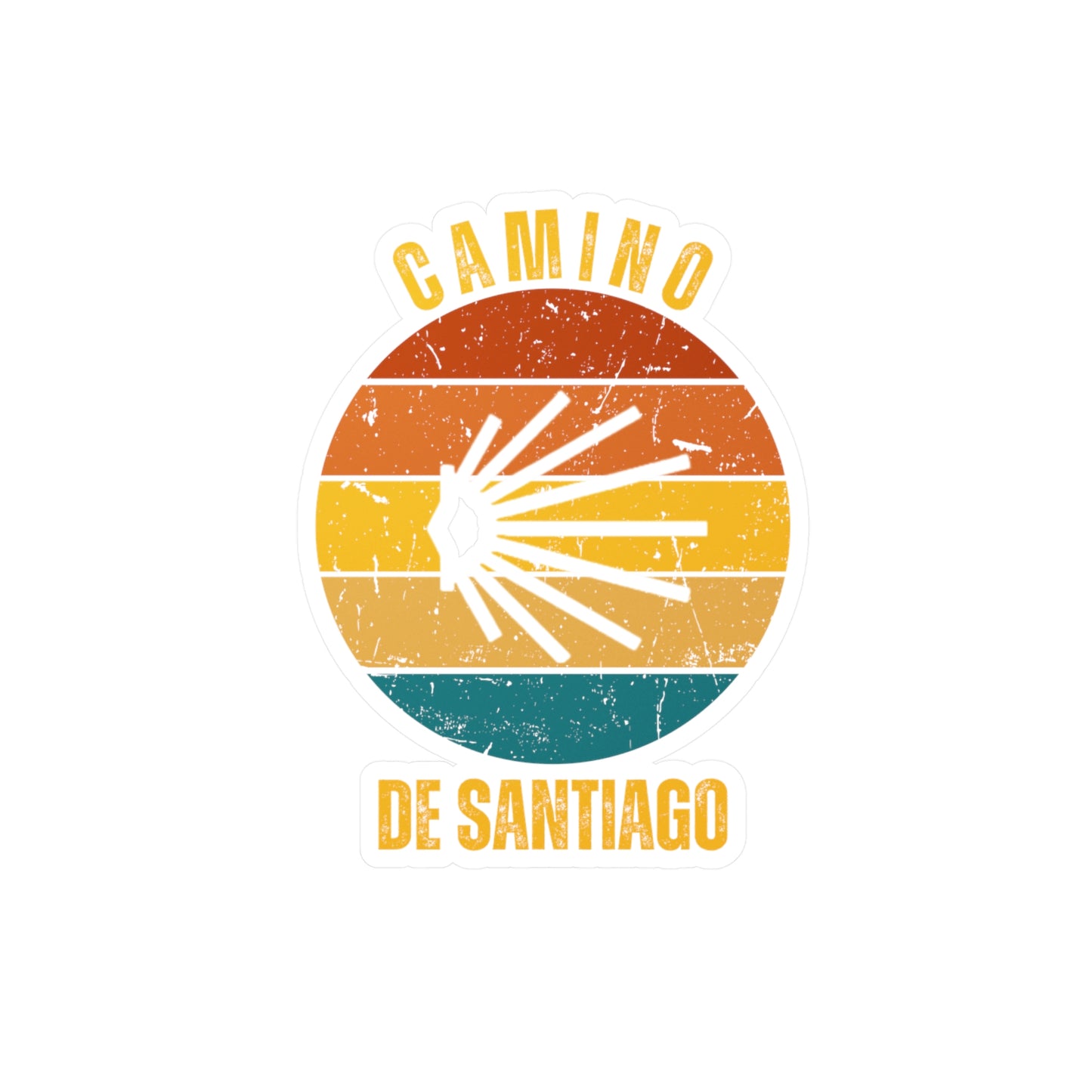 Camino de Santiago with Seashell, Kiss-Cut Vinyl Decals, Stickers