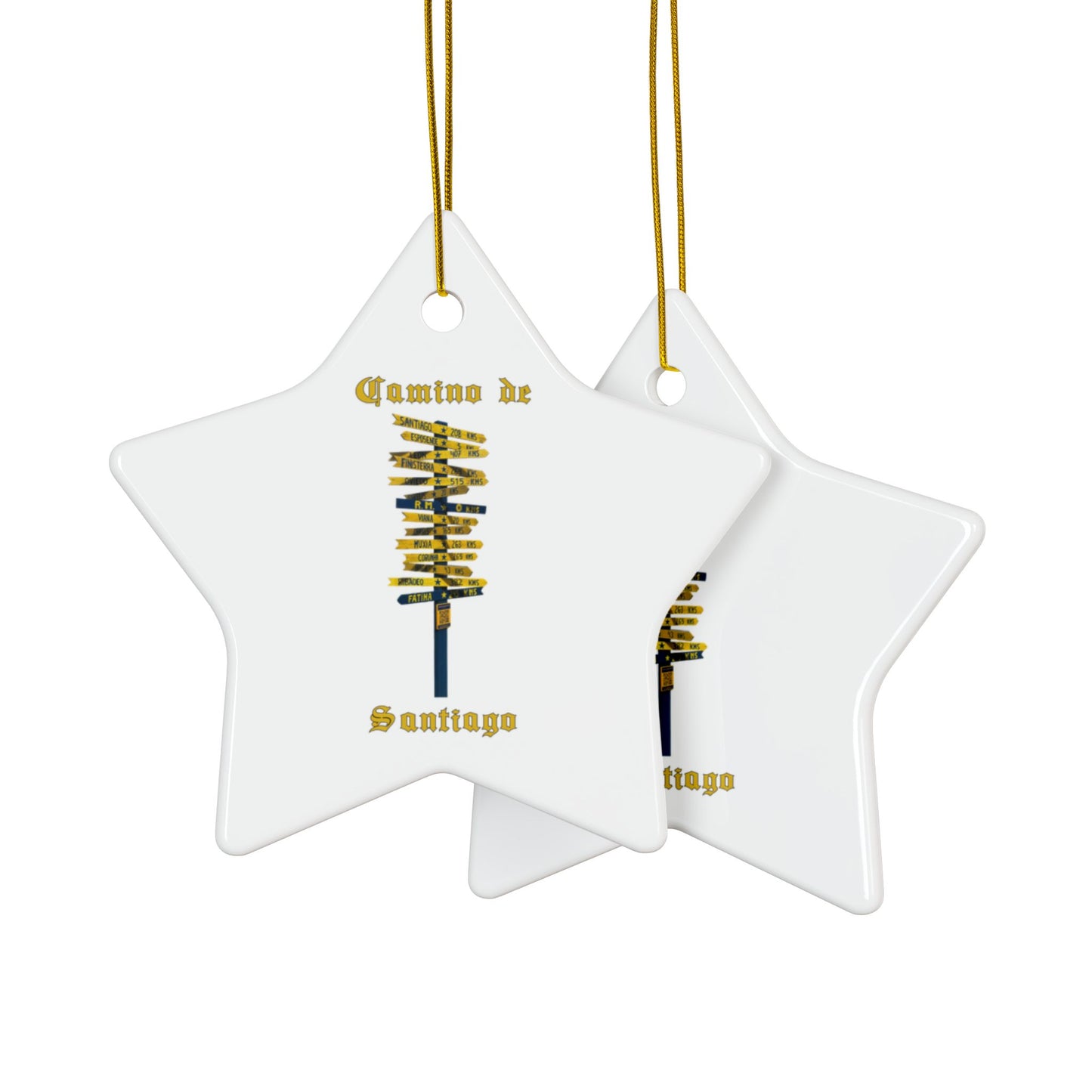 Camino de Santiago Ceramic Ornament – Pilgrim Signpost Holiday Keepsake