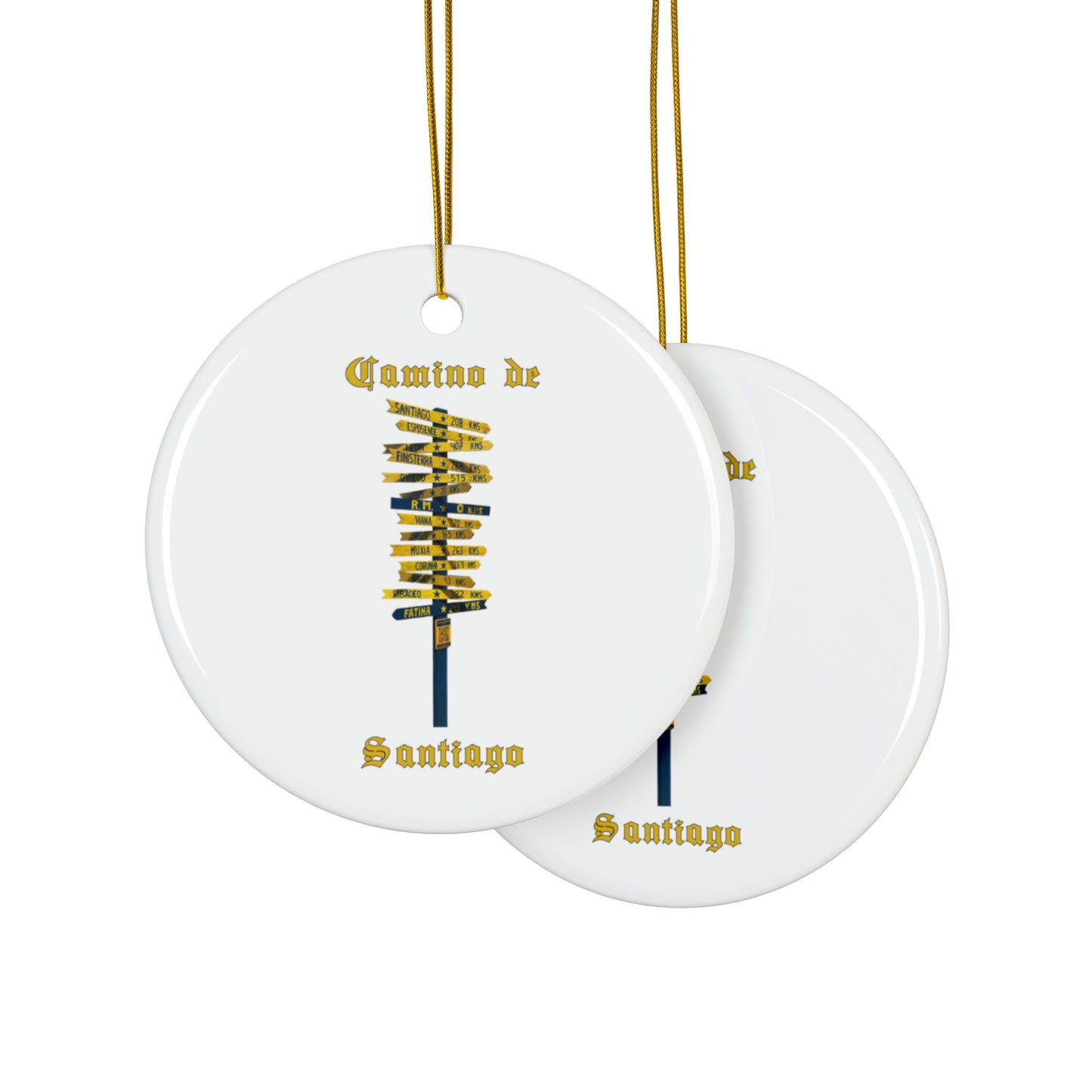 Camino de Santiago Ceramic Ornament – Pilgrim Signpost Holiday Keepsake