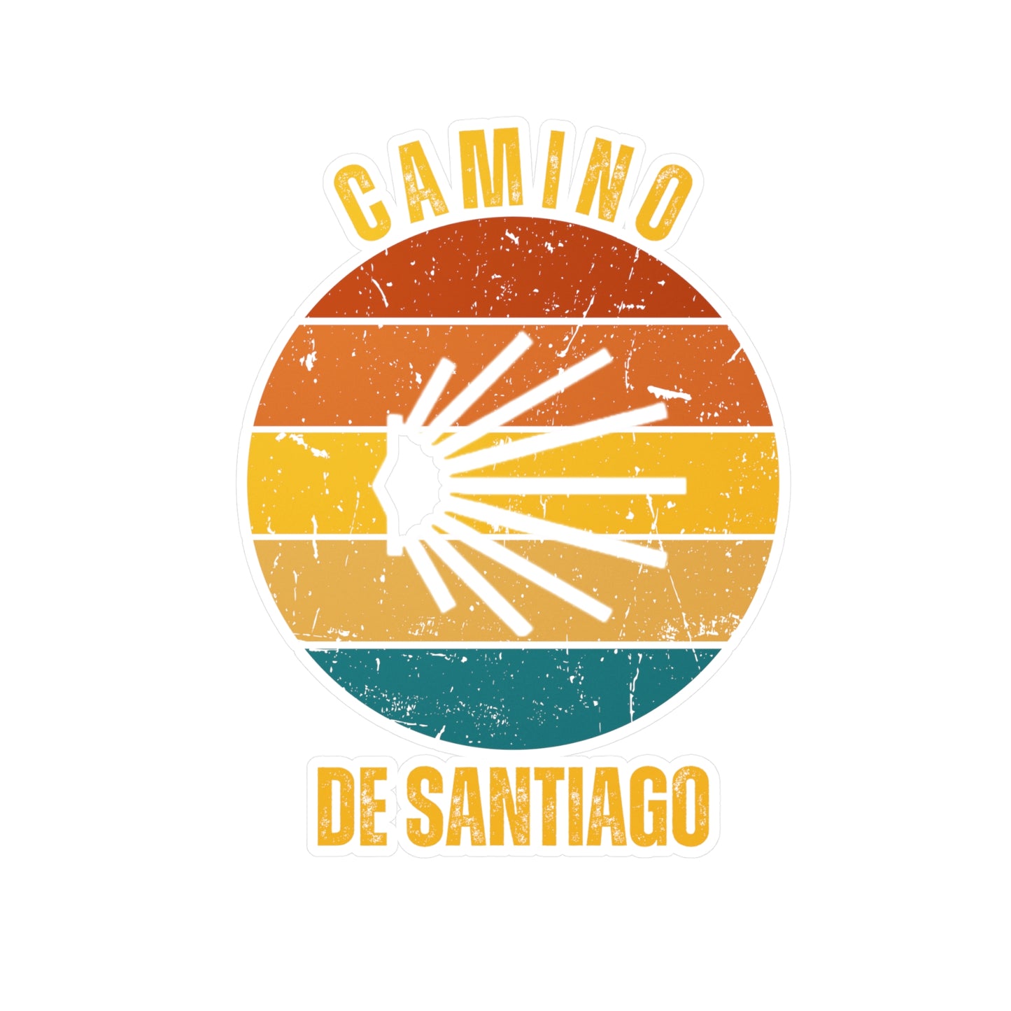 Camino de Santiago with Seashell, Kiss-Cut Vinyl Decals, Stickers