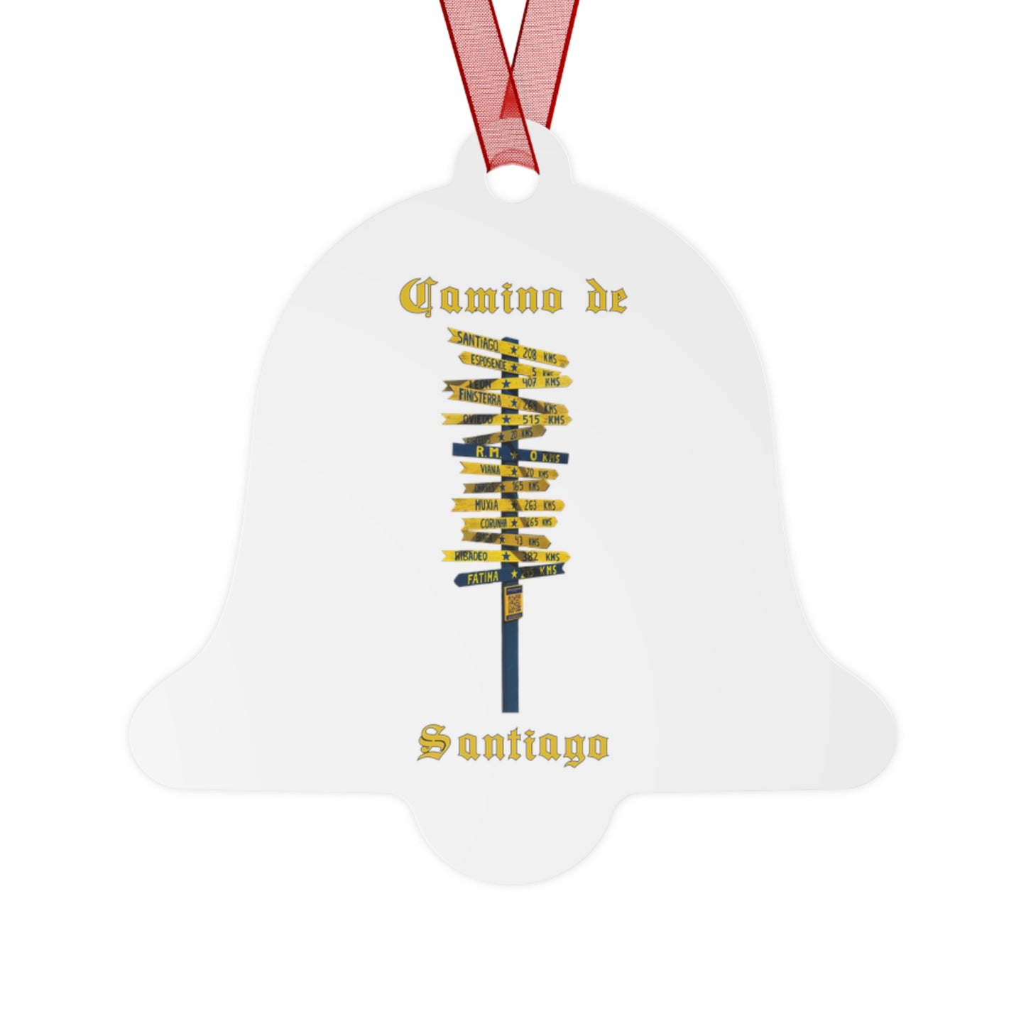 Camino de Santiago Signpost Christmas Ornament, Buen Camino España Keepsake Metal Ornaments