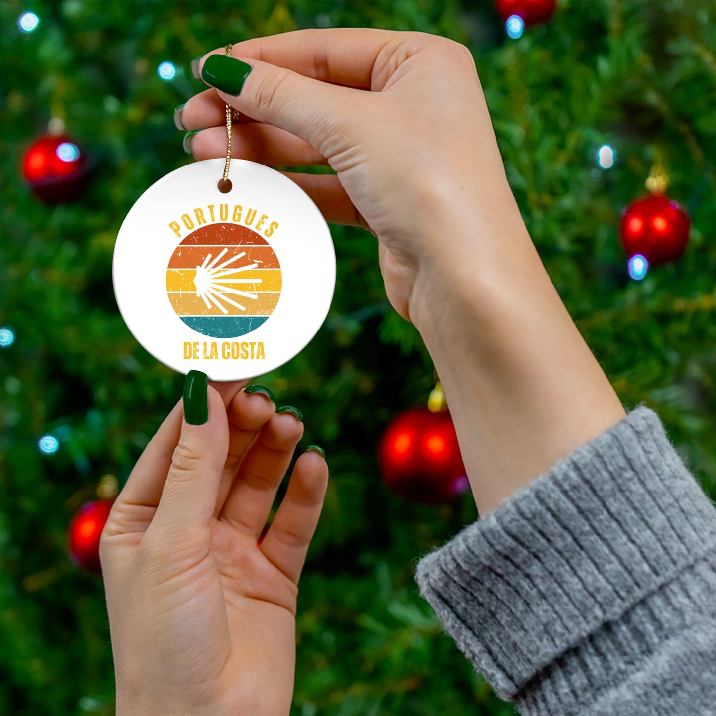 Camino de la Costa Christmas Ornament Seashell, Camino de Santiago, 3" Ceramic