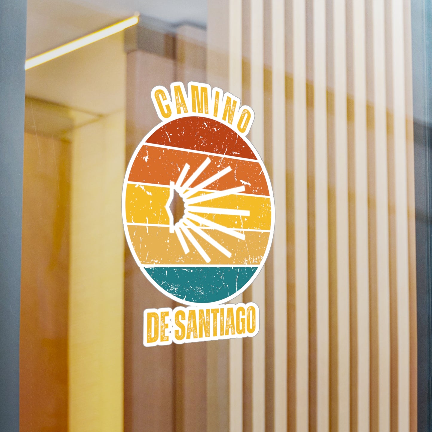 Camino de Santiago with Seashell, Kiss-Cut Vinyl Decals, Stickers