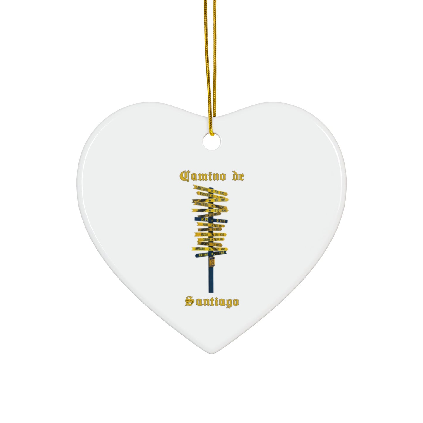 Camino de Santiago Ceramic Ornament – Pilgrim Signpost Holiday Keepsake