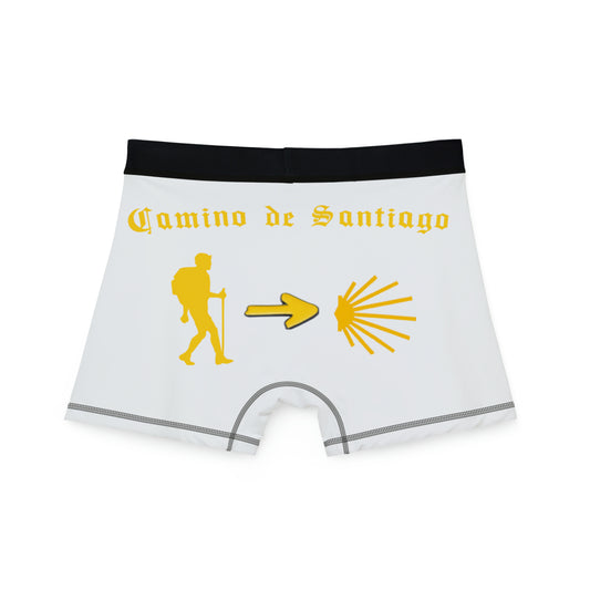 Camino de Santiago Men's Boxers with Hiker, Arrow and Seashell