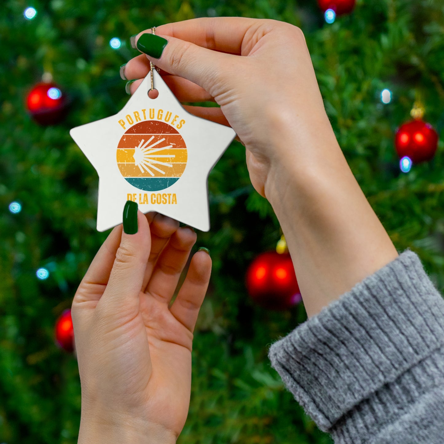 Camino de la Costa Christmas Ornament Seashell, Camino de Santiago, 3" Ceramic