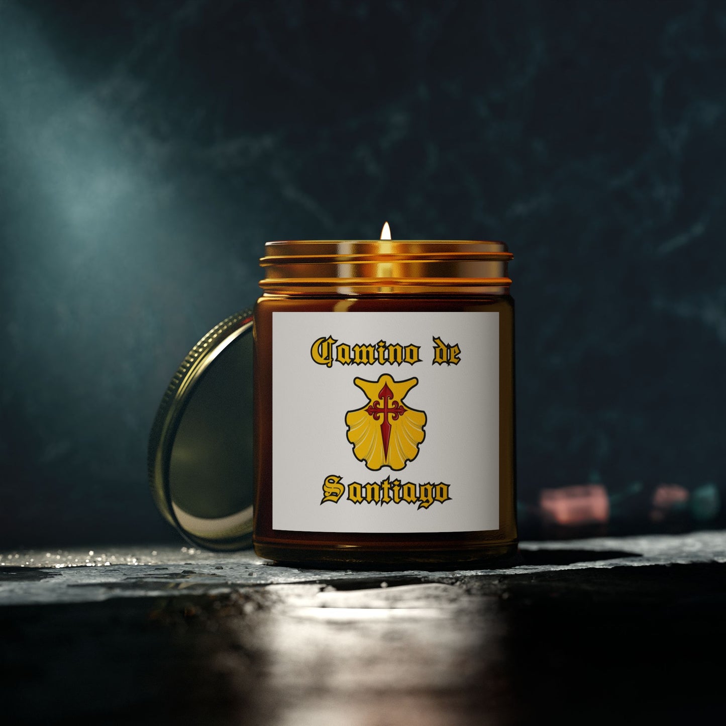 Camino de Santiago Candle, St. James Cross, Amber Jar, 9oz, 9 scents