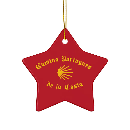 Camino Portugues Holiday Ornament, Star Ceramic Decoration, Personalized Gift, Christmas Keepsake, Travel Souvenir