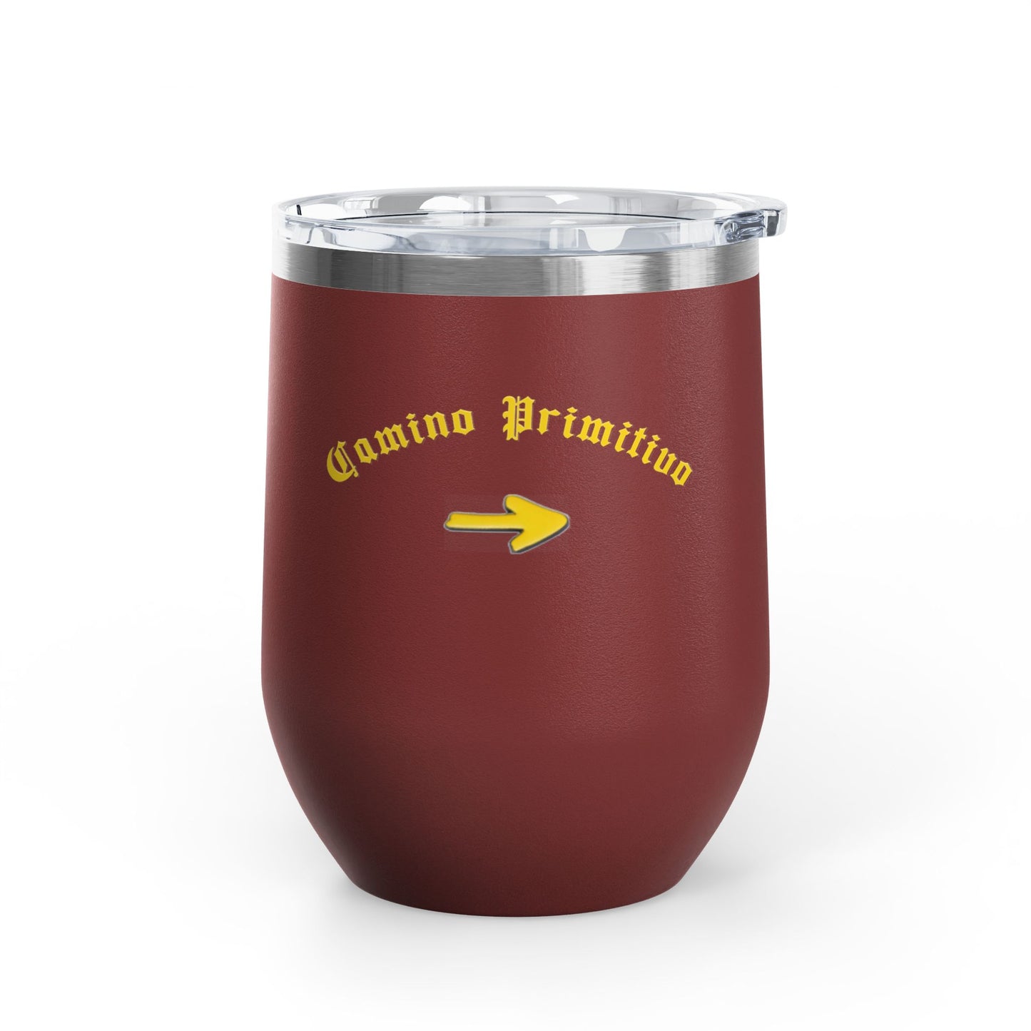 Camino Primitivo Wine Tumbler, 12oz - Camino de Santiago Pilgrimage Gift, Hiking Present, Way of St. James