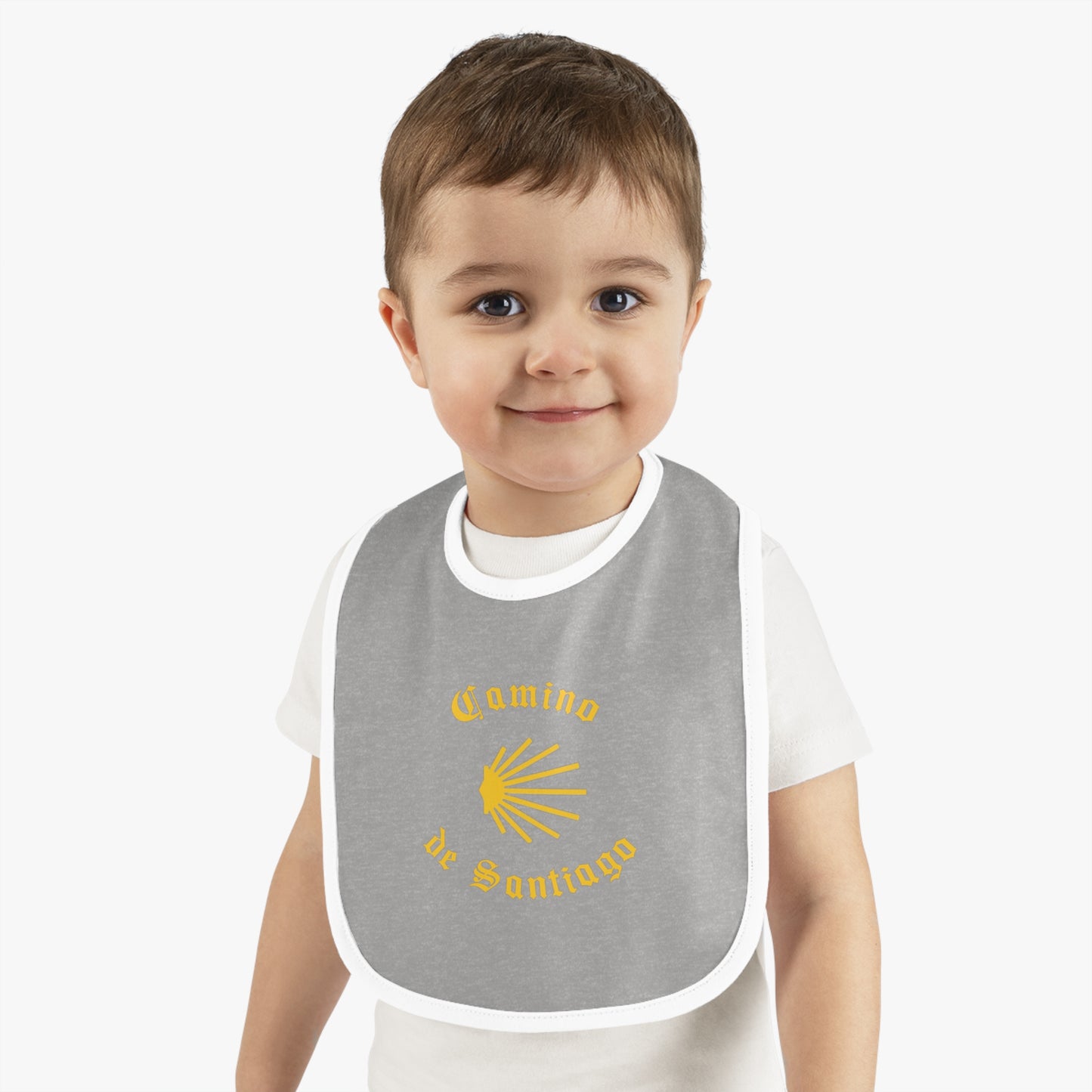 Camino de Santiago Baby Contrast Trim Jersey Bib Buen Camino with Shell