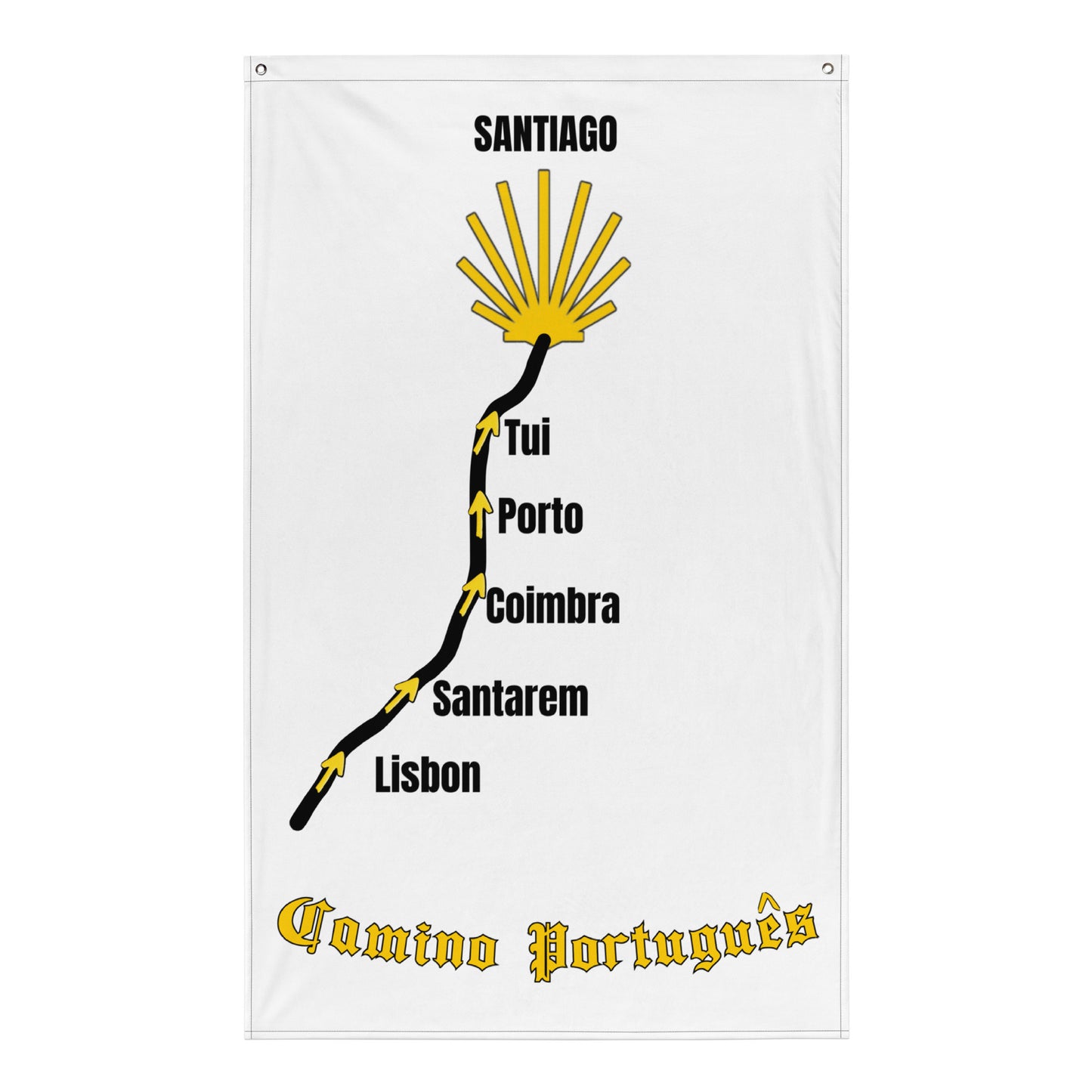 Camino de Santiago Compostela Portugues Route Map Flag