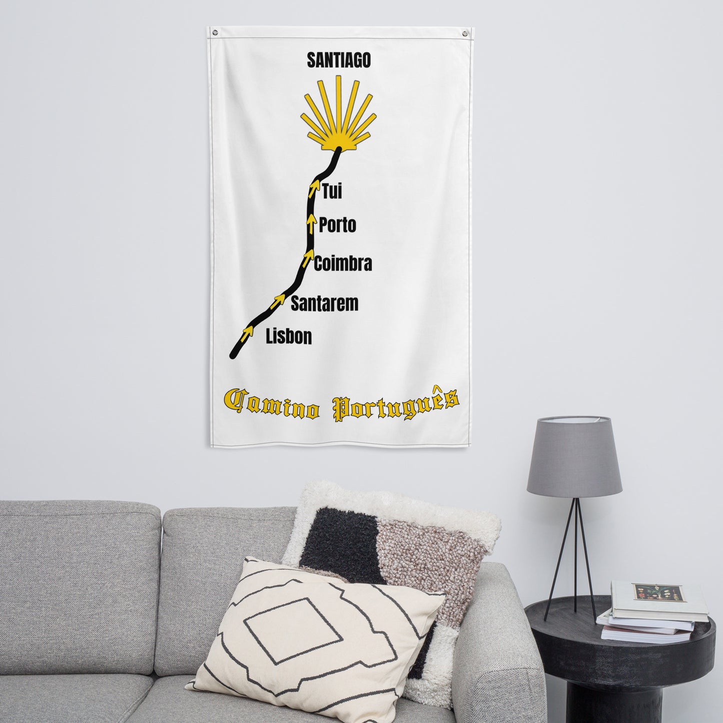 Camino de Santiago Compostela Portugues Route Map Flag