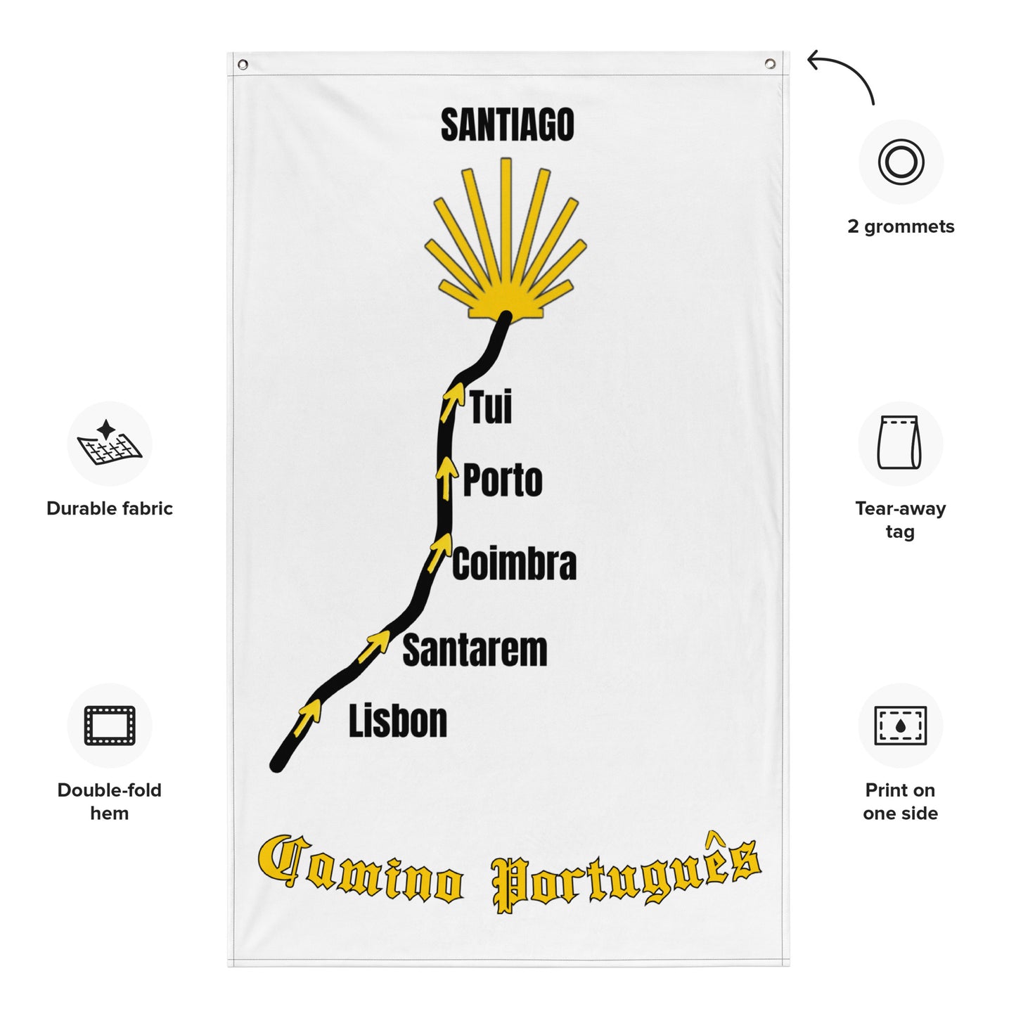 Camino de Santiago Compostela Portugues Route Map Flag