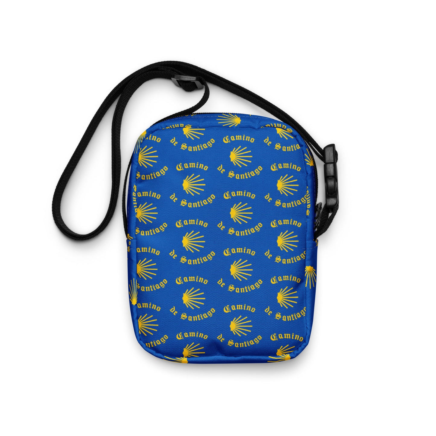 Camino de Santiago Utility Crossbody Bag, Yellow on Blue, Gift for Peregrino