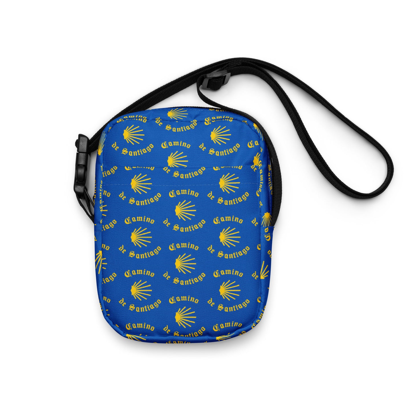 Camino de Santiago Utility Crossbody Bag, Yellow on Blue, Gift for Peregrino