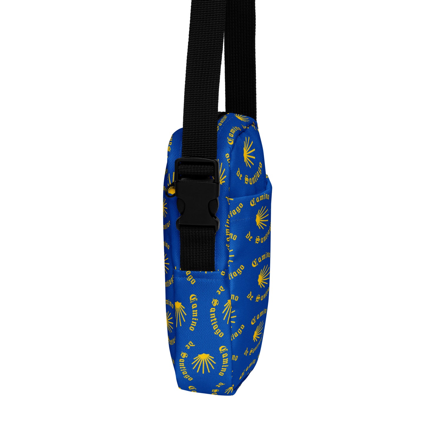 Camino de Santiago Utility Crossbody Bag, Yellow on Blue, Gift for Peregrino