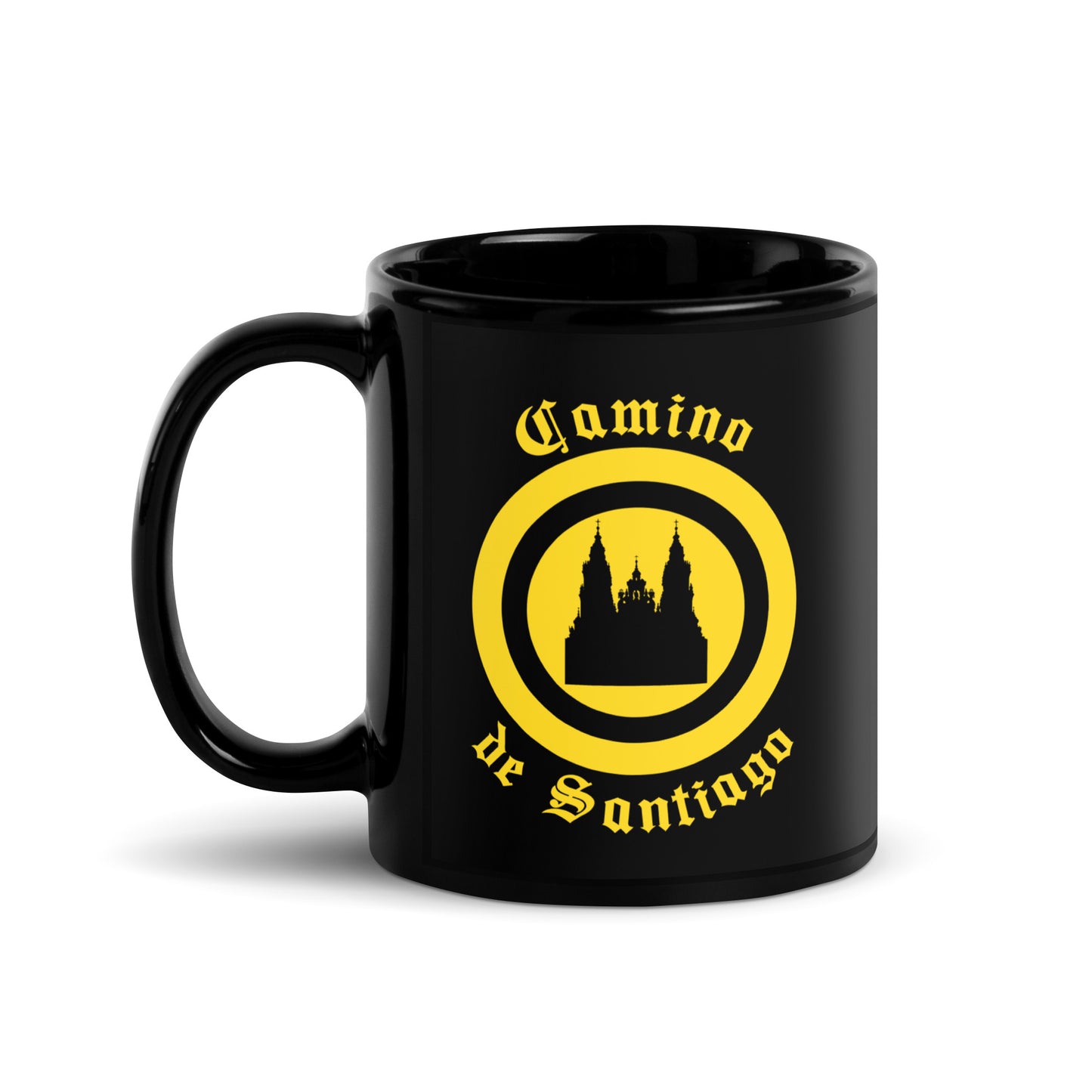 Santiago de Compostela Coffee Mug, Camino Gift, Black Ceramic 11, 15 oz