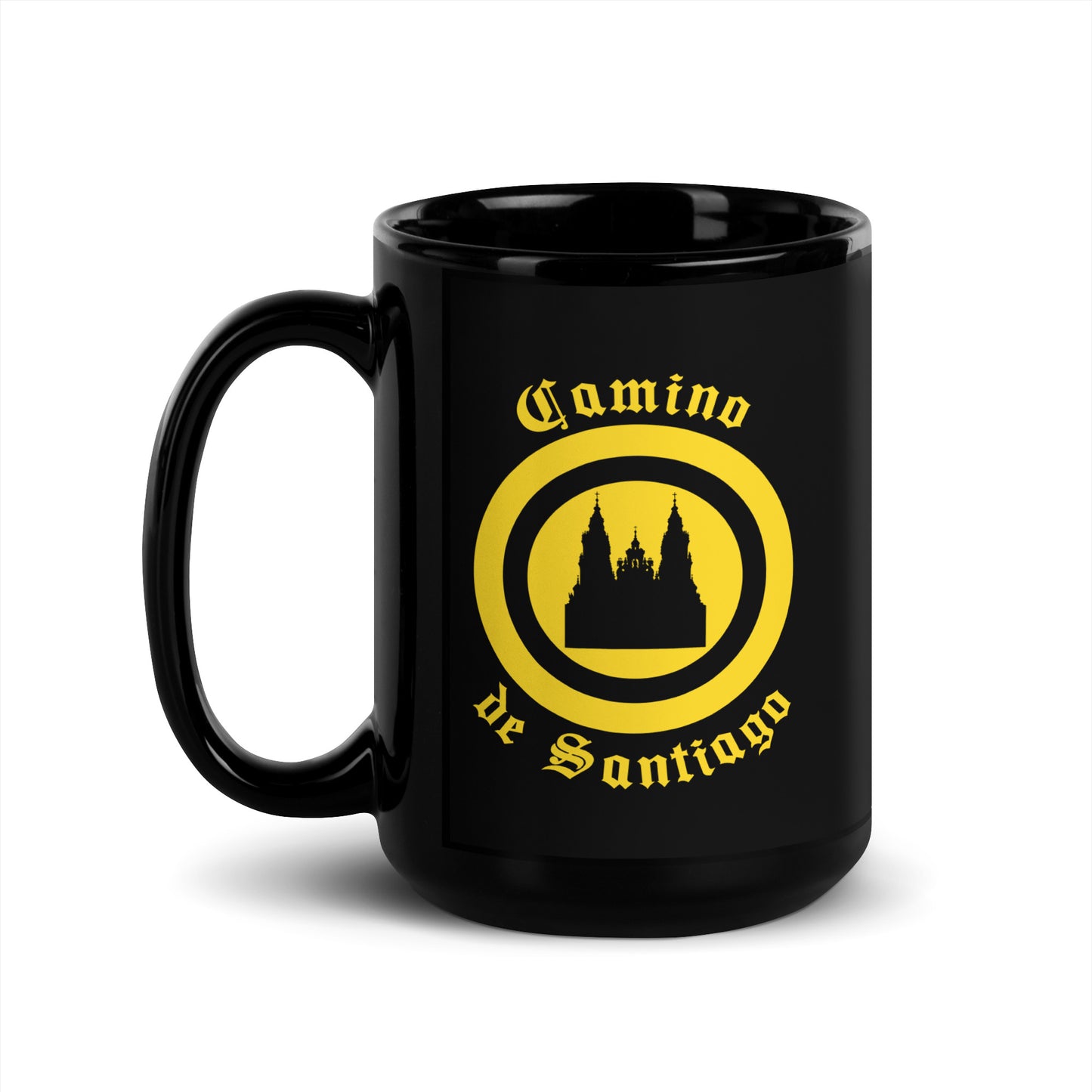 Santiago de Compostela Coffee Mug, Camino Gift, Black Ceramic 11, 15 oz